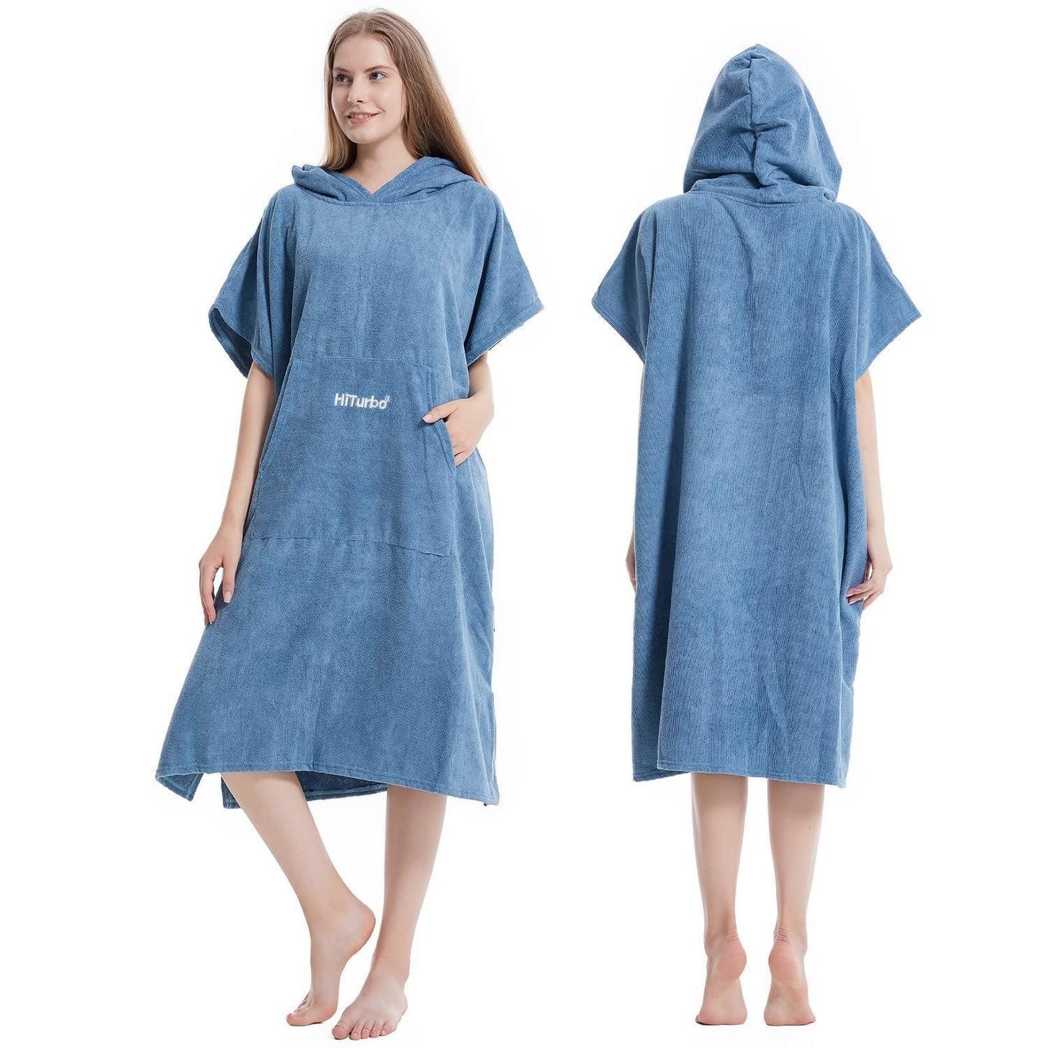 LuxusKollektion Kapuzenhandtuch Wickelmantel Kapuze kurzarm rot/blau Einheitsgr.