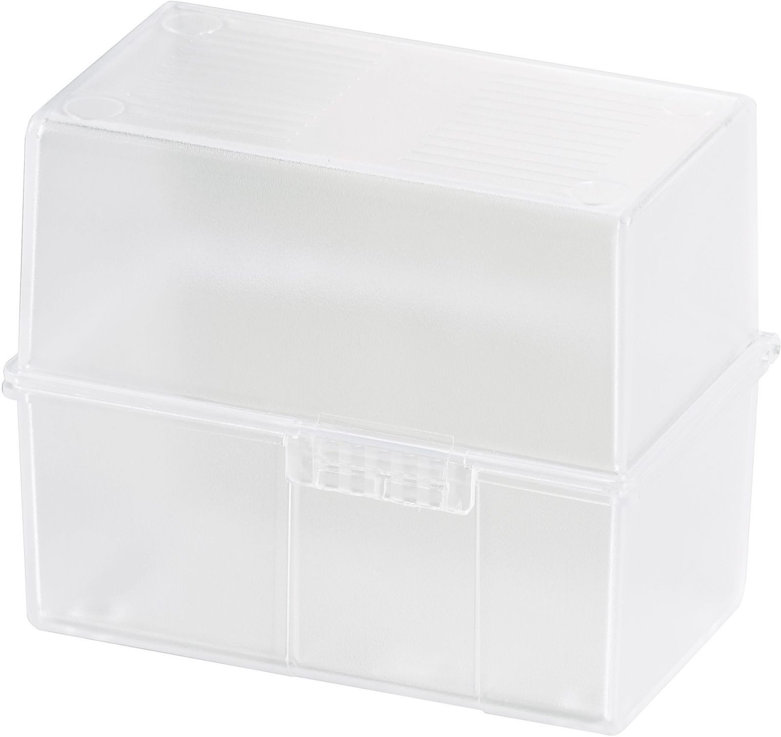 HAN-Bürogeräte Karteikasten Karteibox A8 quer mit A-Z Register und 100 Karten transluzent-klar