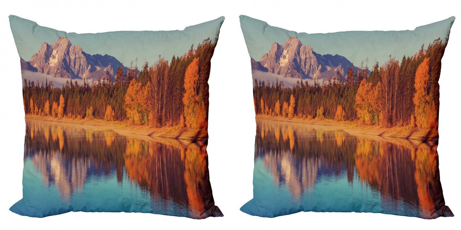 Abakuhaus Digitaldruck, (2 Accent Grand Fall-Landschaft Kissenbezüge Doppelseitiger Modern Wyoming Stück), Teton