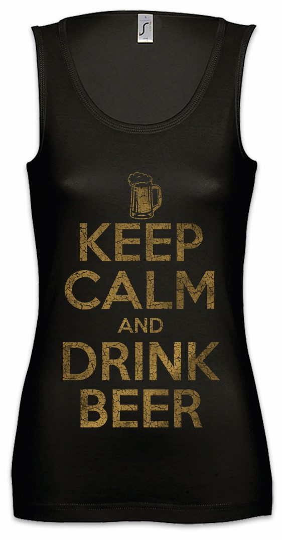 Urban Backwoods Tanktop Keep Calm And Drink Beer Ärmelloses Damen T-Shirt Hoppy Happy Life Brauerei Brewery Booze Brewski