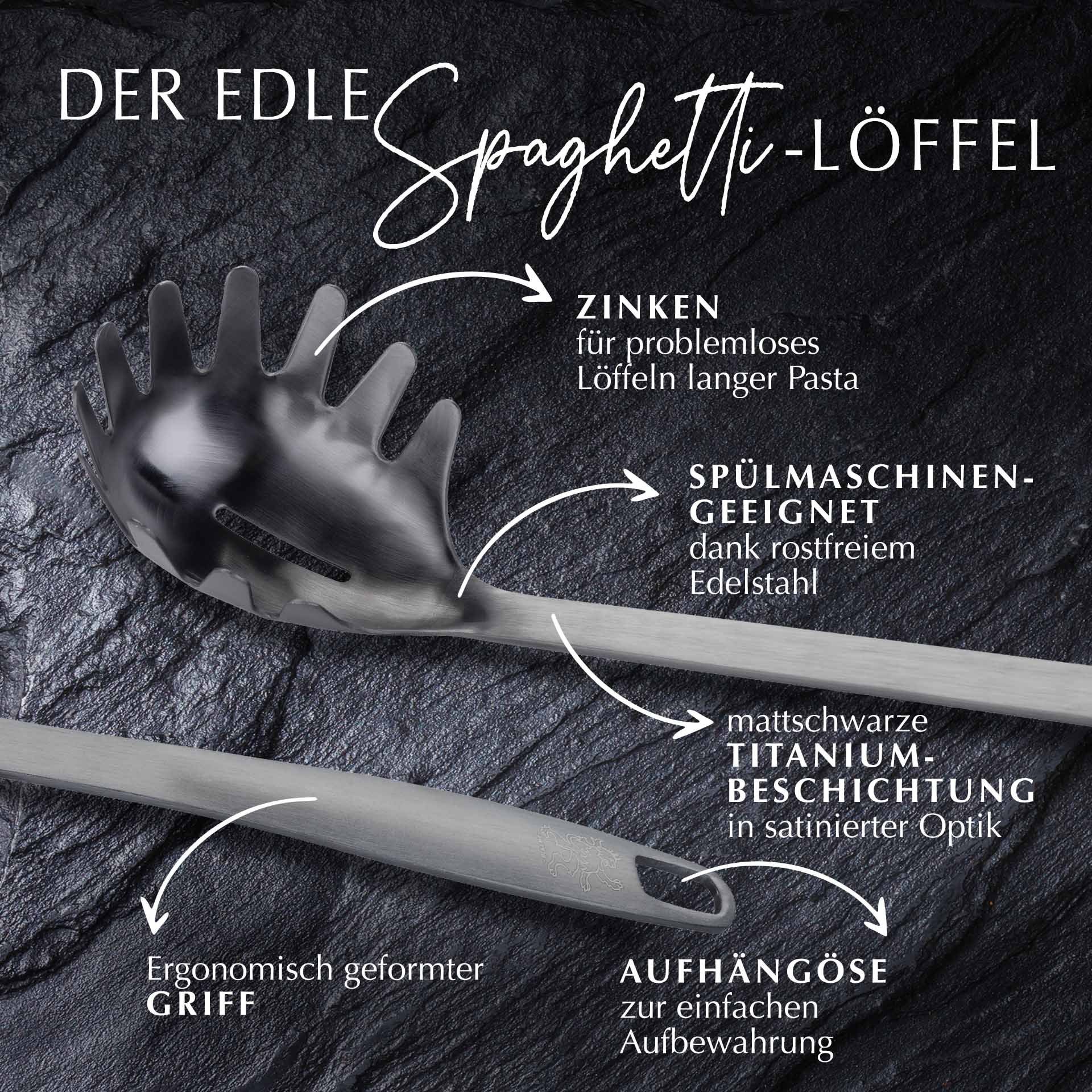 Stanley Rogers Spaghettibesteck Spaghettilöffel, Nudellöffel, Pastaheber, Servierlöffel, Küchenhelfer