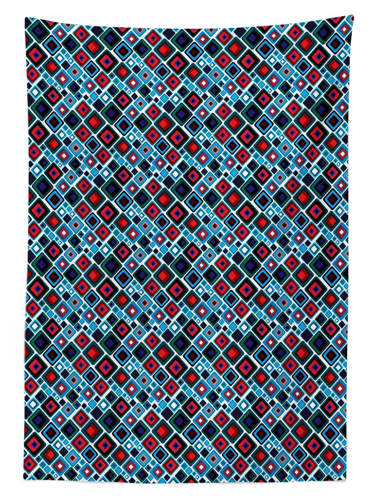 Abstrakt: Tischdecke Klare Abakuhaus Entwurf Quadrate Außen den Farbfest Farben, Waschbar Bereich Retro Für geeignet
