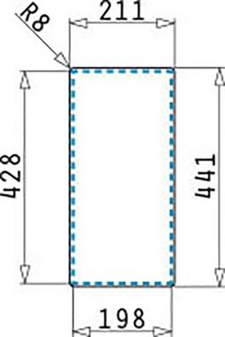 Pyramis Edelstahlspüle, rechteckig, 21/44 cm