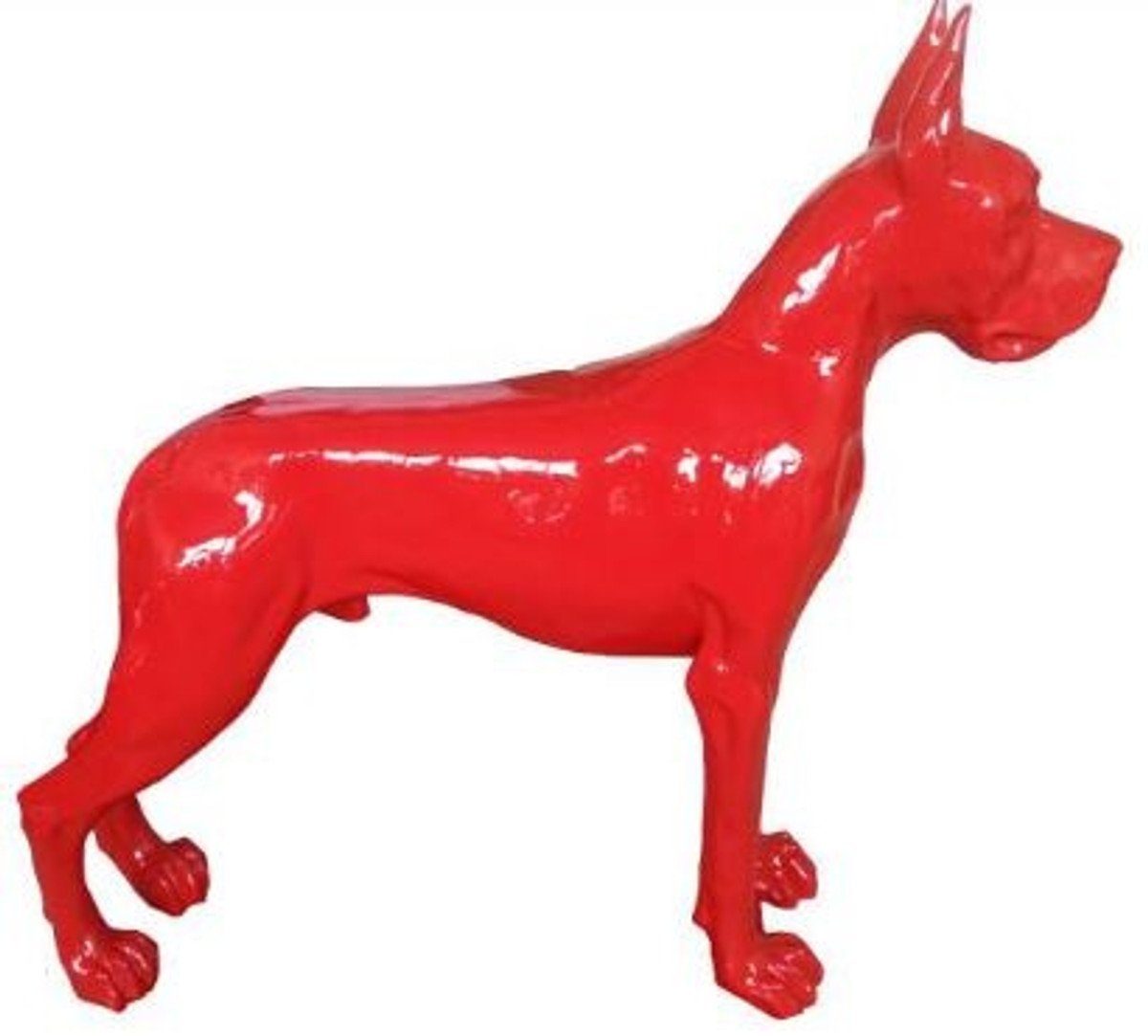 Casa Padrino Skulptur Designer Dekofigur Hund Deutsche Dogge Rot 125 x H. 110 cm - Lebensgroße Deko Skulptur - Wetterbeständige Tierfigur