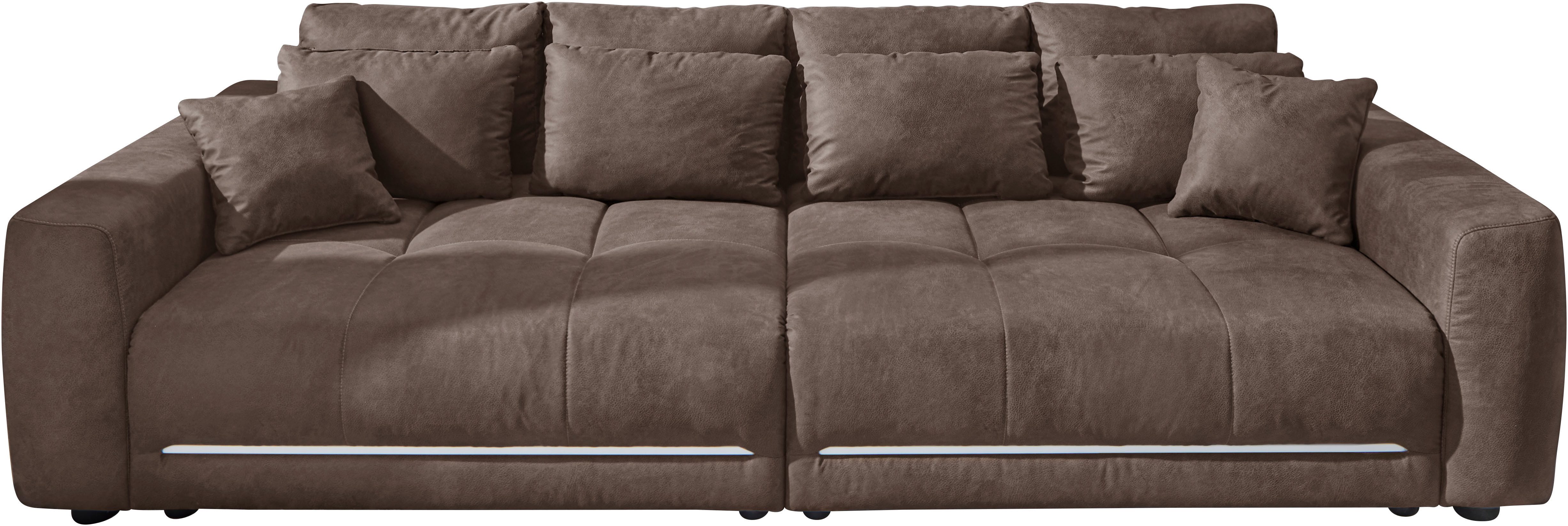 Jockenhöfer Gruppe Big-Sofa Lumina, XXL, B: 294 cm, mit LED-RGB-Beleuchtung, Liegefläche 120x240cm, Mega-Sofa, inklusive Federkernpolsterung und 10 Kissen