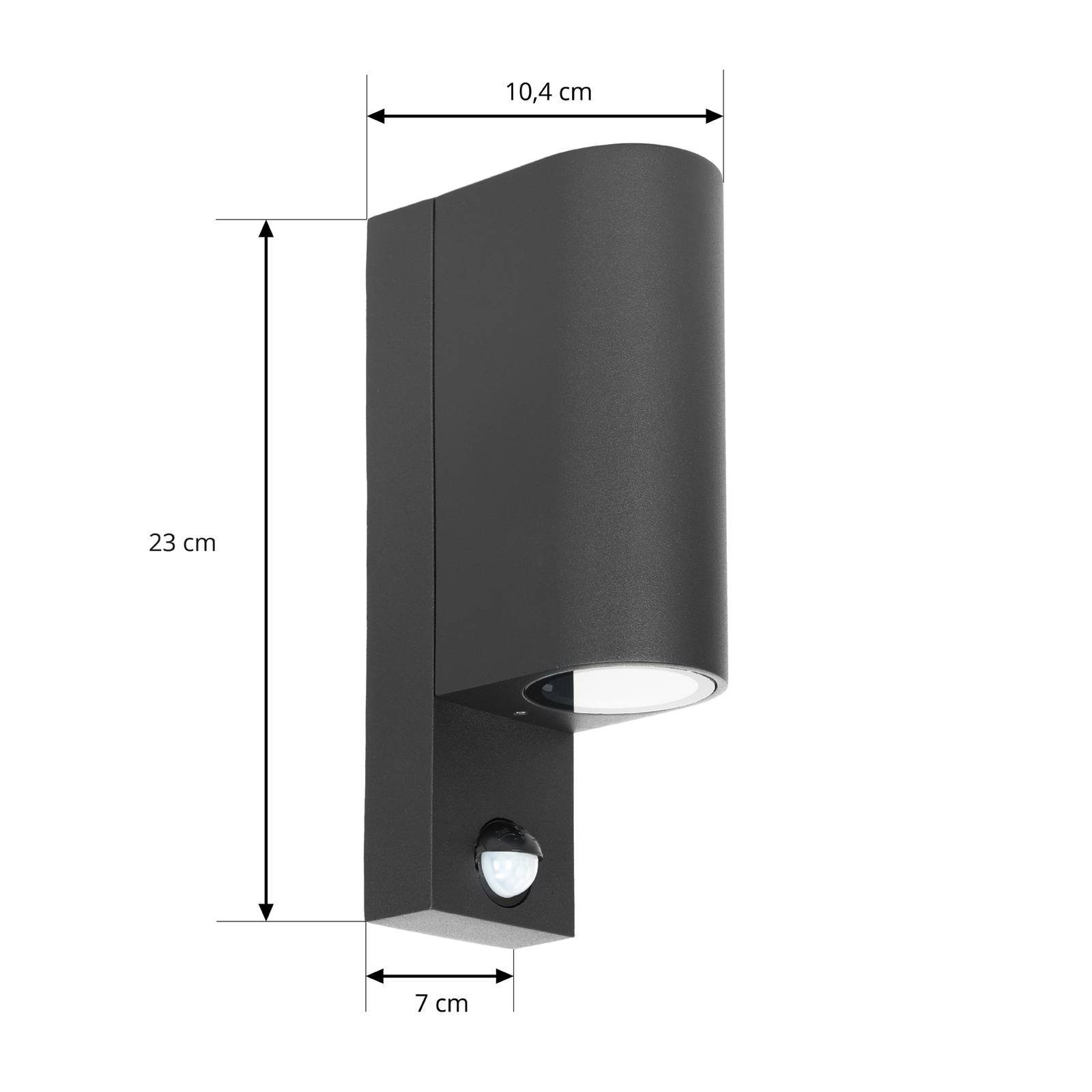 Prios Außen-Wandleuchte Tetje, Metall, Schwarz IP65mit Bewegungsmelder, 2 x 10 W LED