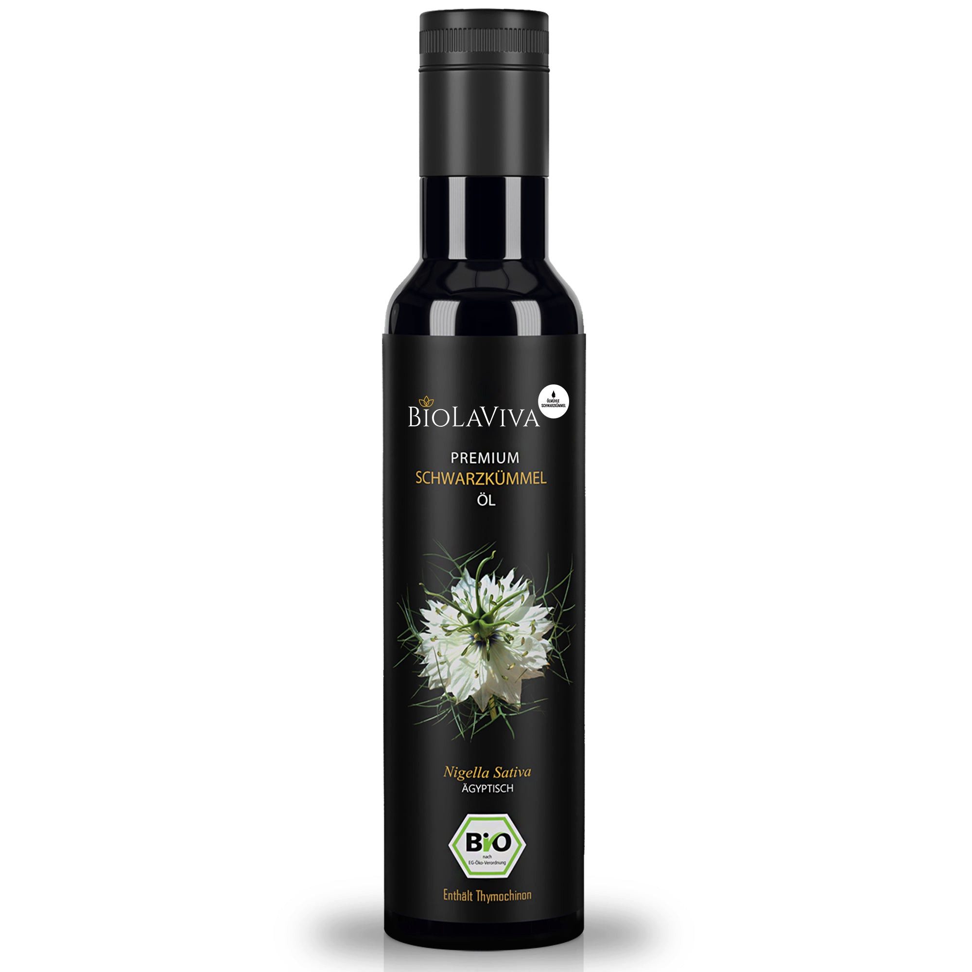 BIOLAVIVA Speiseöl : Bio Schwarzkümmelöl ungefiltert 250ml