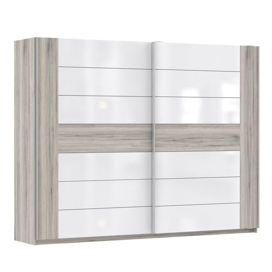 Rubio cm 270x210x61 Sandeiche expendio Schwebetürenschrank Kleiderschrank Hochglanz weiß 6A