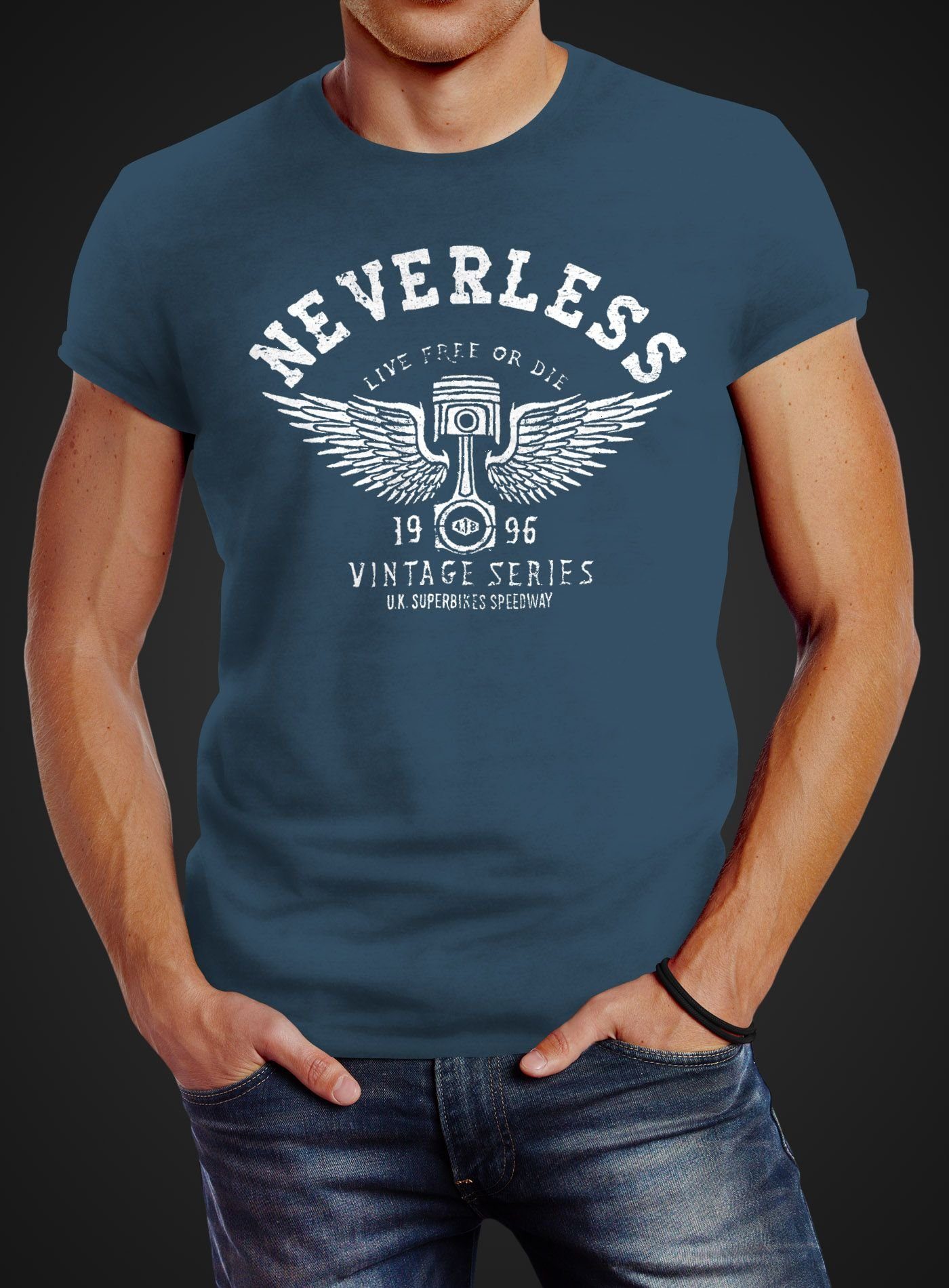 Neverless Print-Shirt Herren T-Shirt Biker Motorrad günstig online kaufen