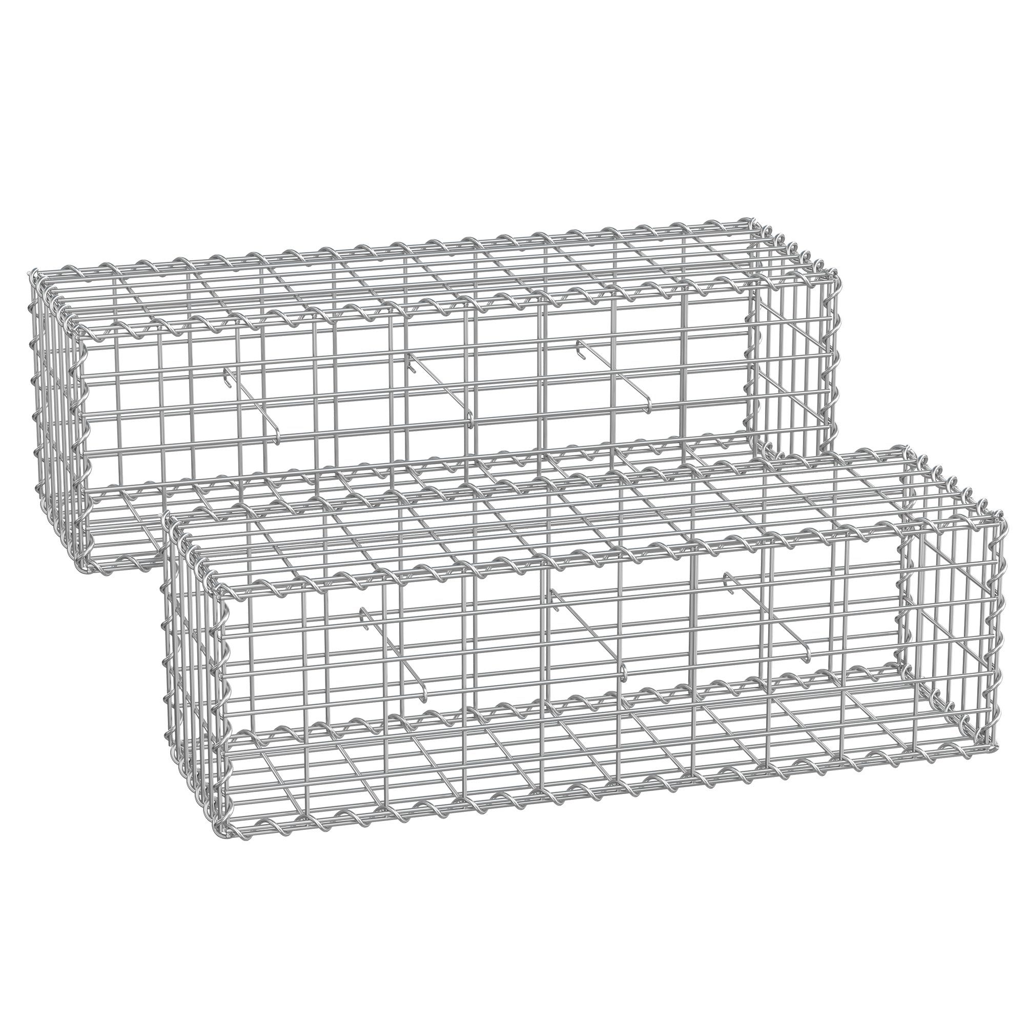 SONGMICS Gartenzaun Gabione, (2-St), Gabionenkorb, Metall-Steinkorb, günstig online kaufen