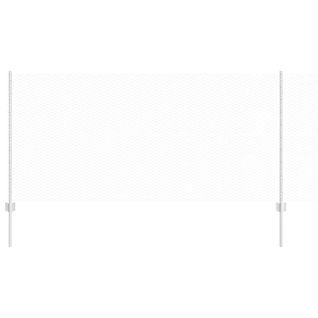 vidaXL Gartenzaun Sechseckzaun mit Pfosten 50 x 1 m Verzinkter Stahl Silber Netz, (1-St)
