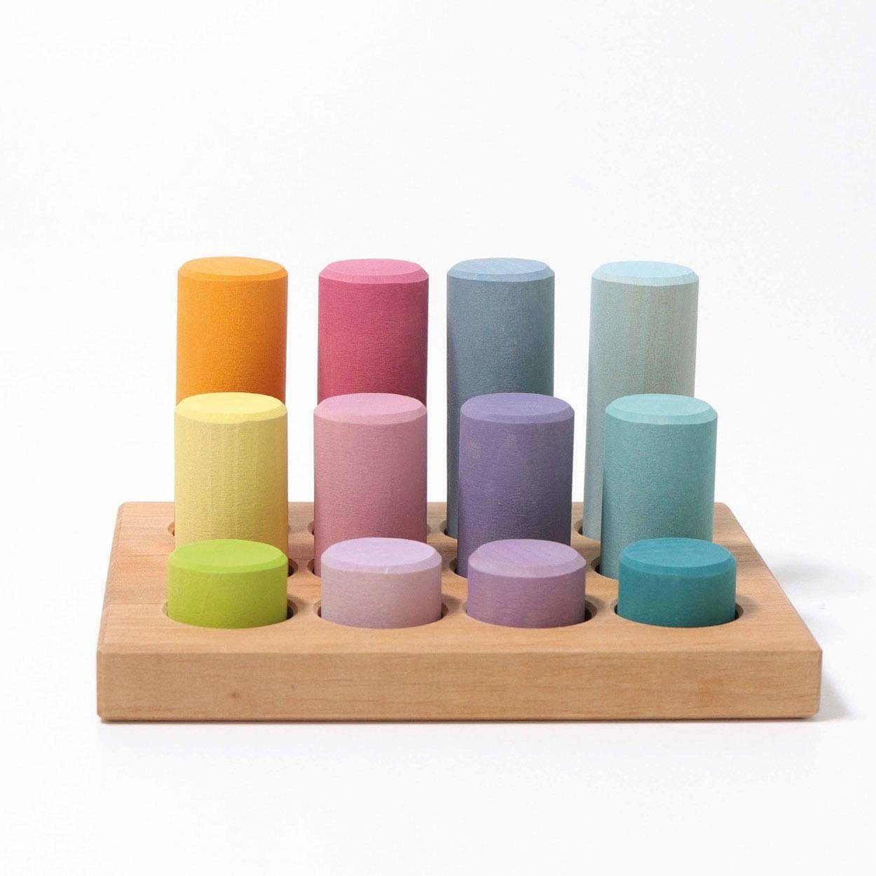 Steckspiel Walzen Pastell 12 Teile Holzspielzeug Stapelsteine Spielbausteine