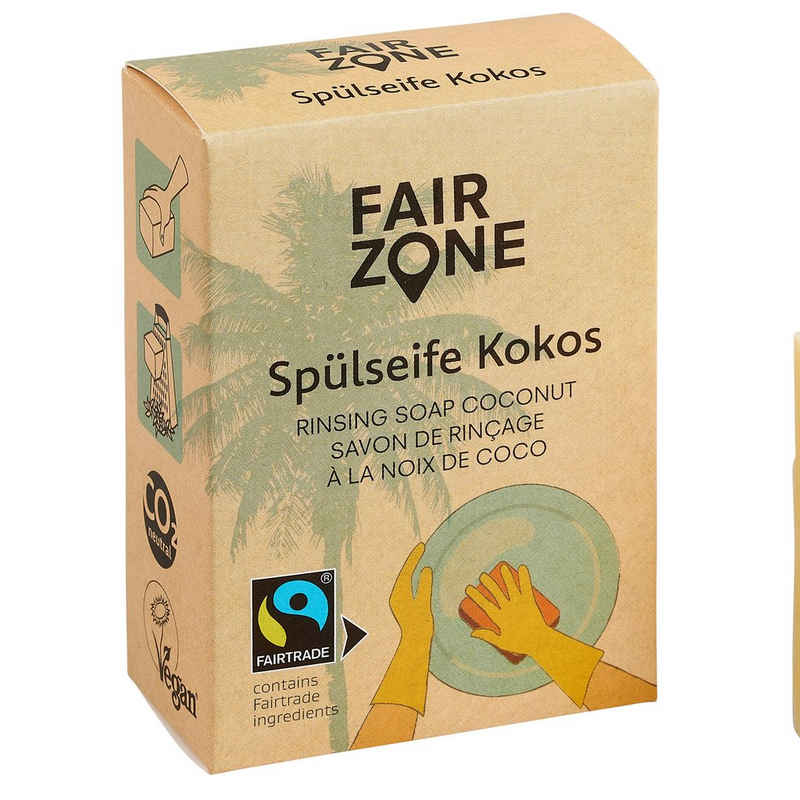 Fair Zone Spülmittelspender FAIR ZONE Spülseife Kokos, reduziert Plastik im Haushalt, auch für die Spülmaschine geeignet, (1-tlg), biologisch abbaubar