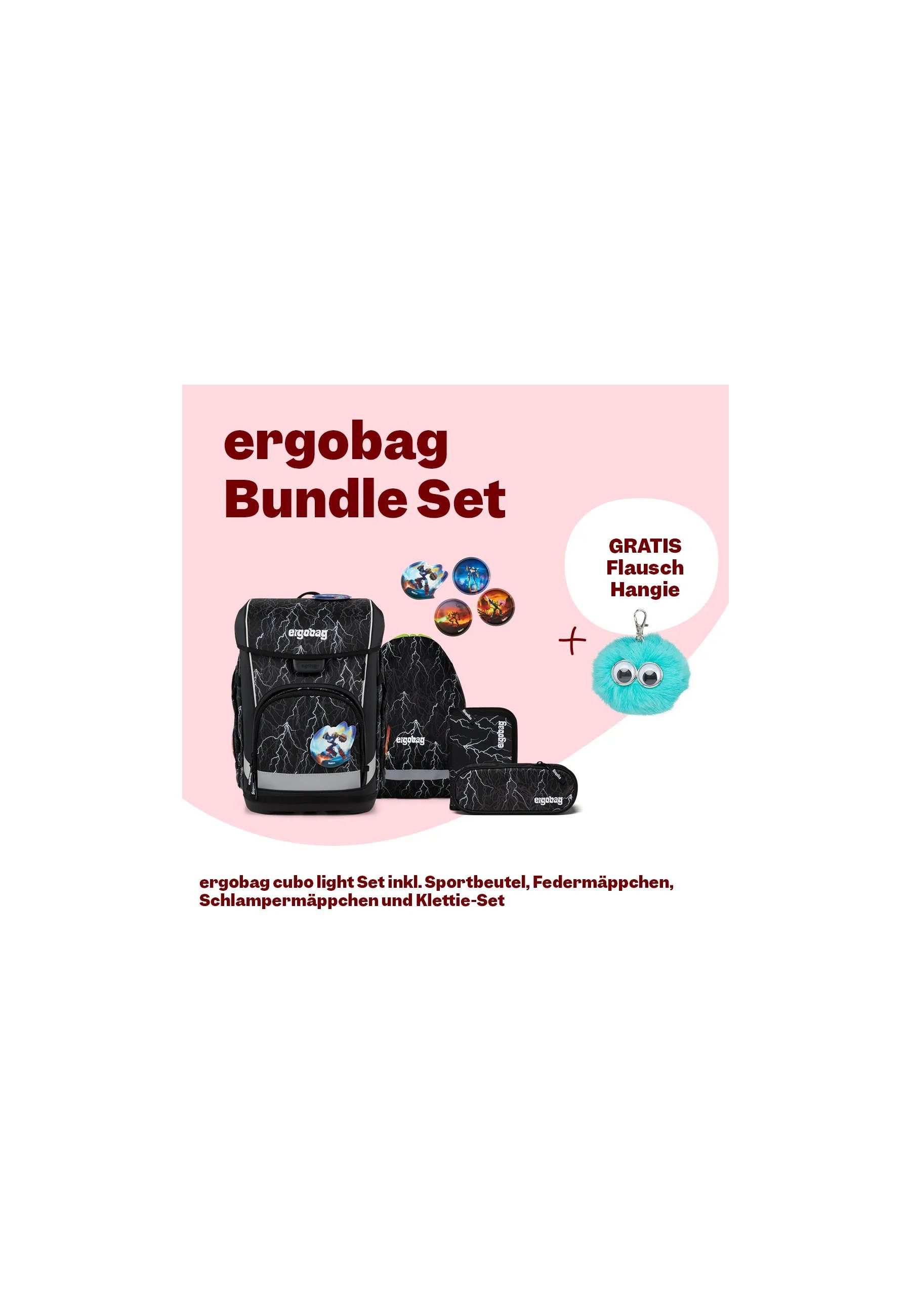 ergobag Schulranzen cubo light Bundle Set (5-tlg., 6-teiliges Set), wiegt nur 860g