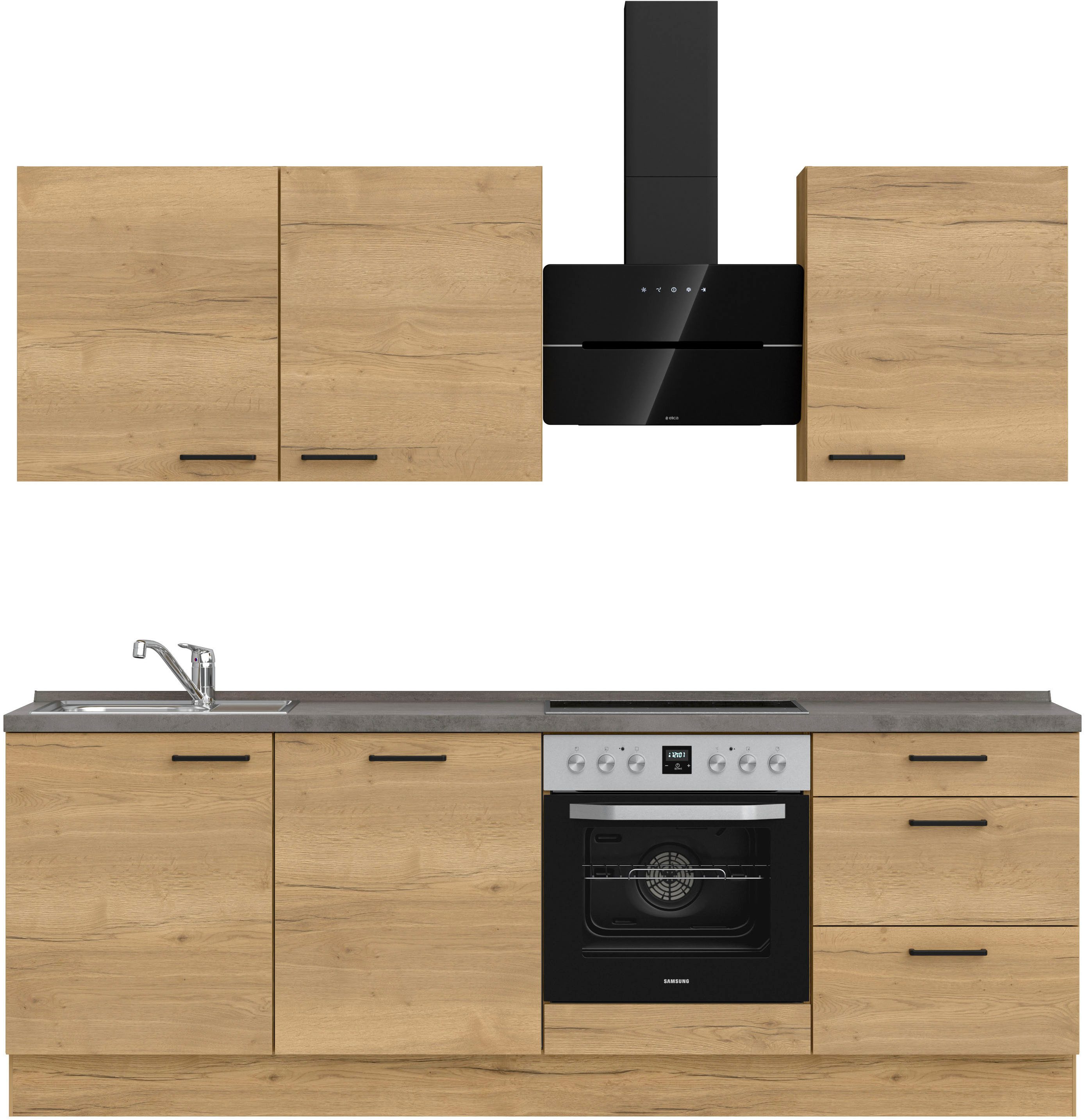 nobilia® Küchenzeile "Structura II", NEU: individuell anpassbar mit gratis Profi-Beratung, vormontiert, Breite 240 cm, Ausrichtung wählbar, wahlw. mit E-Geräten