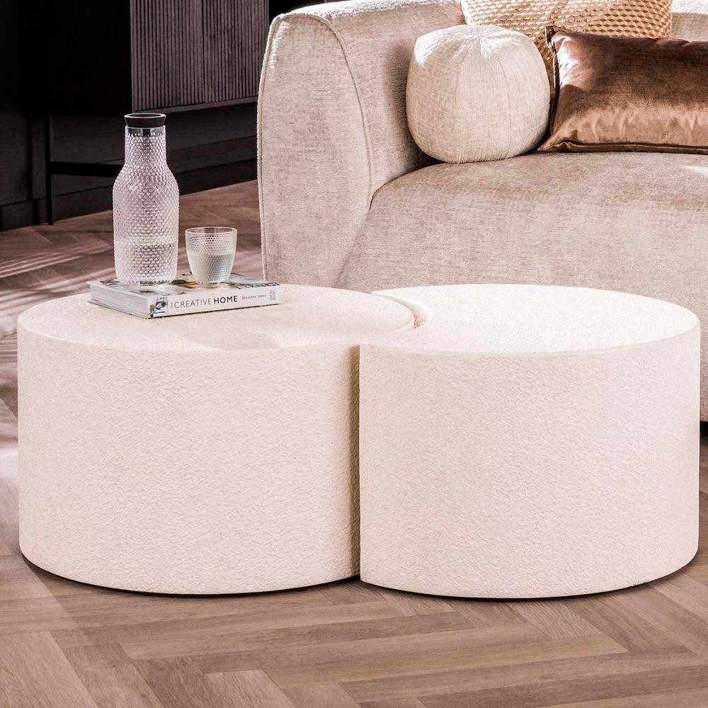 RINGO-Living Beistelltisch Couchtisch 2er Set Elin aus Marmorverbundstoff in Weiß 990mm, Möbel