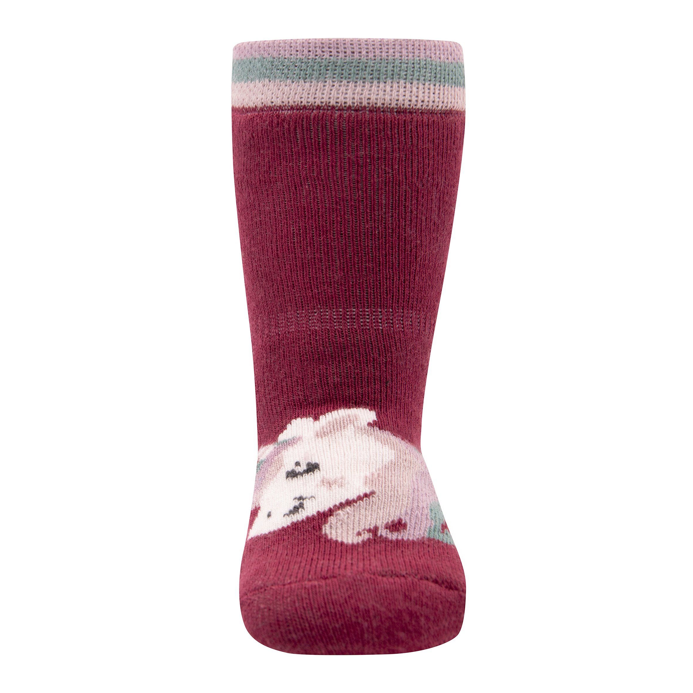 Ewers ABS-Socken Ewers Stoppersocken 2er Pack ABS-Socken Krabbelsocken Einhorn marone (2-Paar)