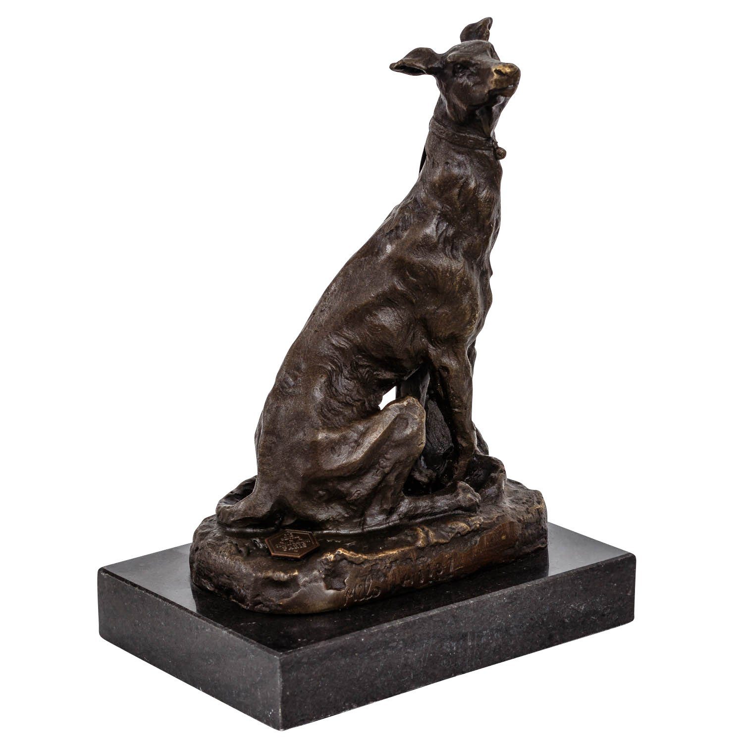 Aubaho Skulptur Bronzeskulptur im Windhund Antik-Stil Bronze Figur 20cm