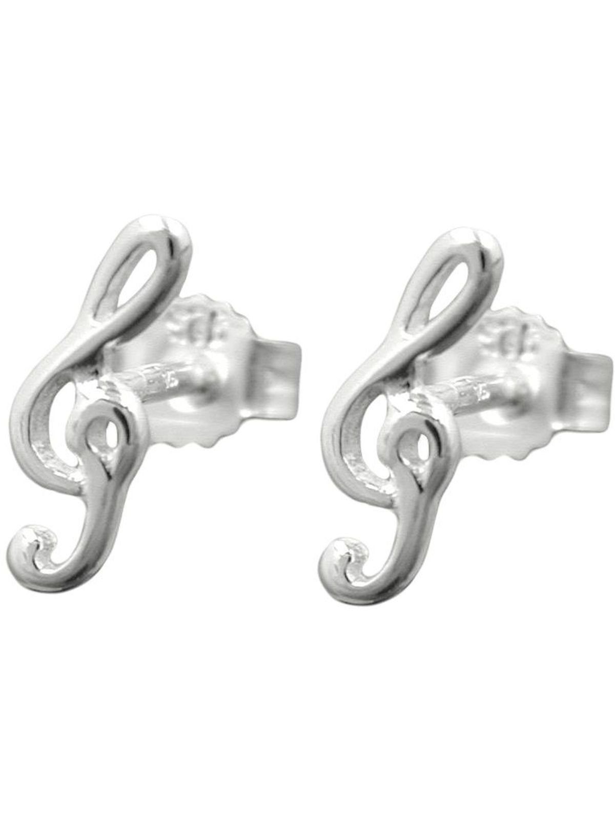 Gallay Paar Ohrstecker Ohrstecker Ohrring 9x3mm Notenschlüssel Silber 925 (1-tlg)