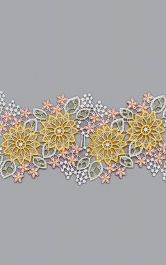 Scheibengardine Blumenbordüre, Plauener Spitze®, (1 St), transparent, HxB 14x42cm