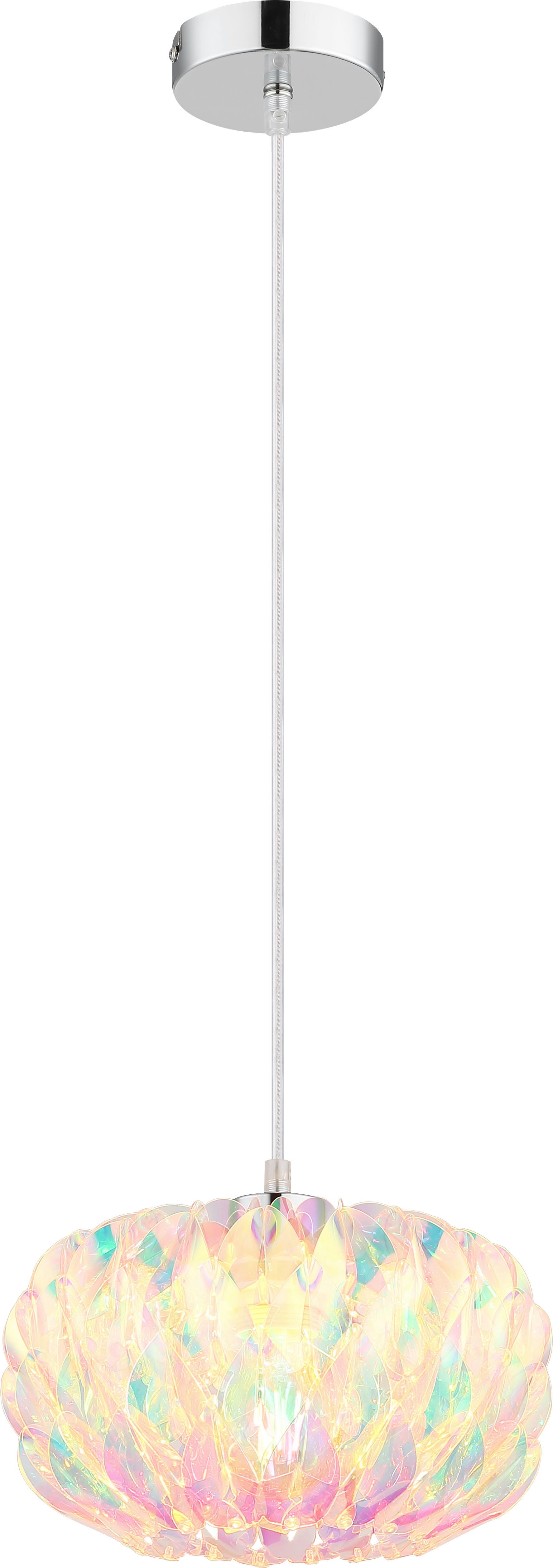 GLOBO LIGHTING Hängeleuchte JUANA, ohne Leuchtmittel, Chrom-Pendelleuchte, Spiegeloptik, höhenverstellbar, E27, Ø250mm