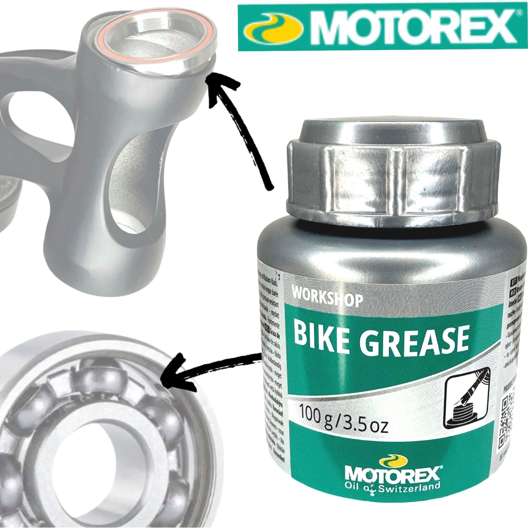 Motorex Fahrrad-Montageständer Motorex Pinsel mit Werkstatt Fett Dose Bike Grease 100g Fahrrad