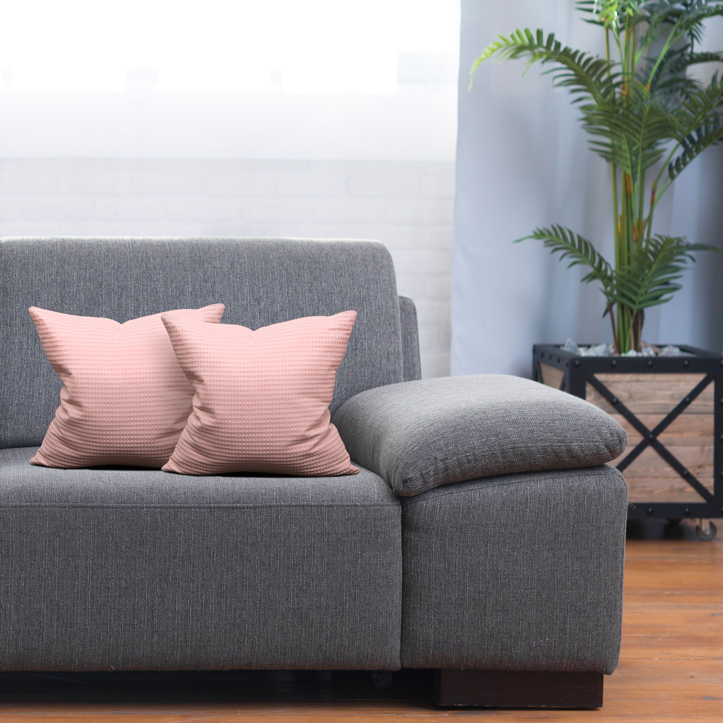 Amilian Dekokissen Dekoratives Kissen 45x45 cm mit Füllung, Waffel Baumwolle