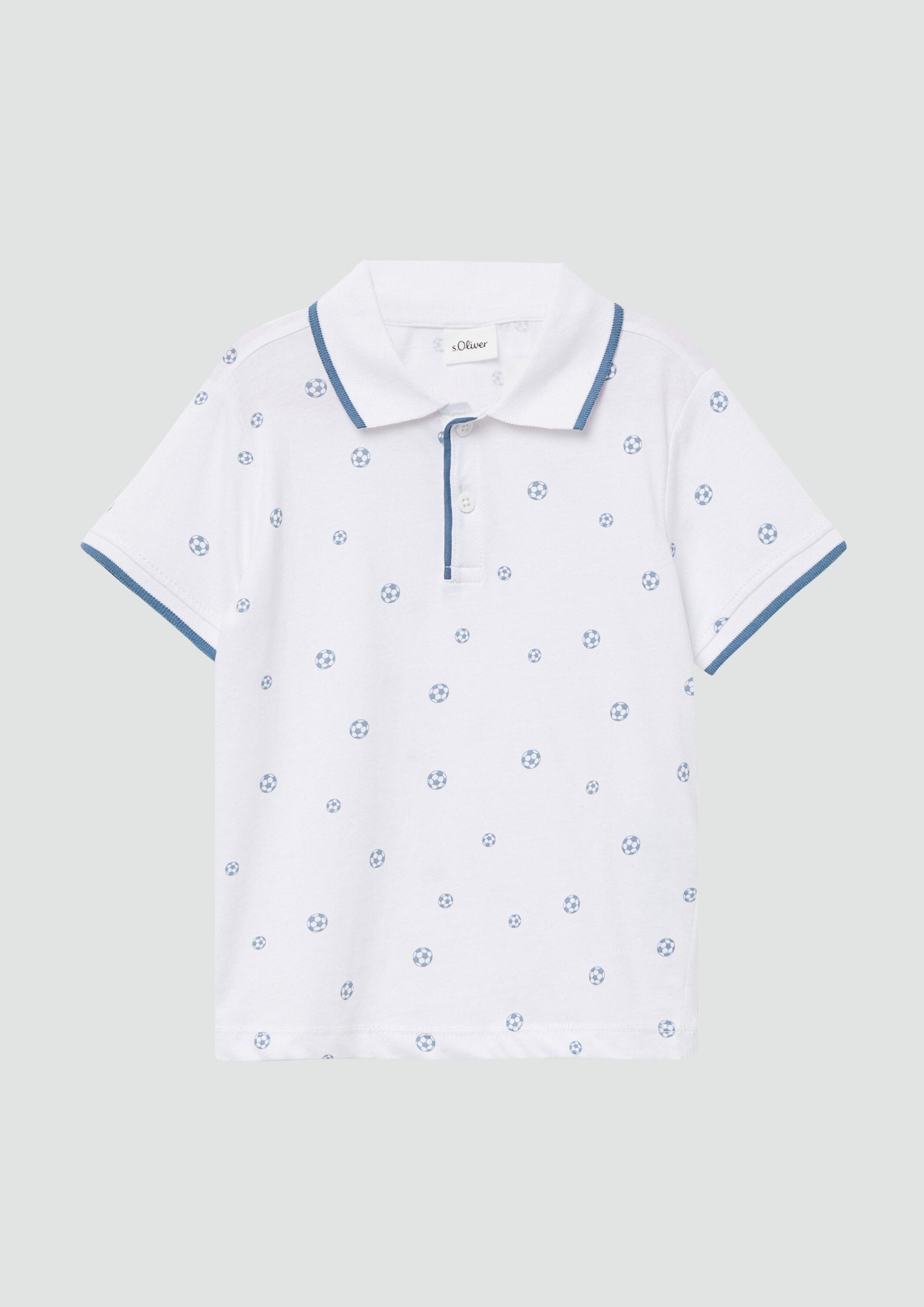 s.Oliver Kurzarmshirt Polo-Shirt Baumwoll-Poloshirt mit All-over-Print