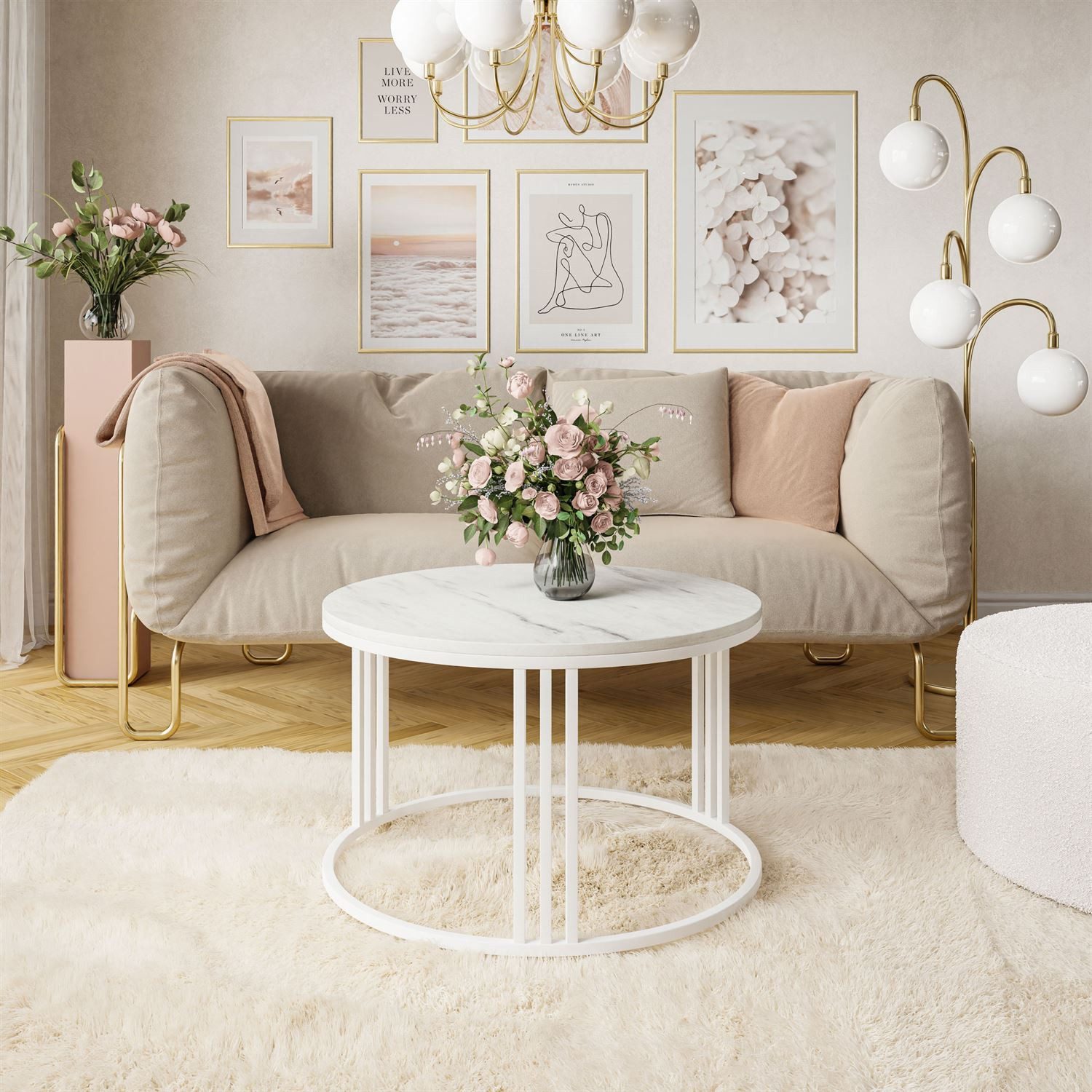 Lookway Couchtisch LORI LEVANTO mit weißem und schwarzem Gestell (1x Coucht günstig online kaufen