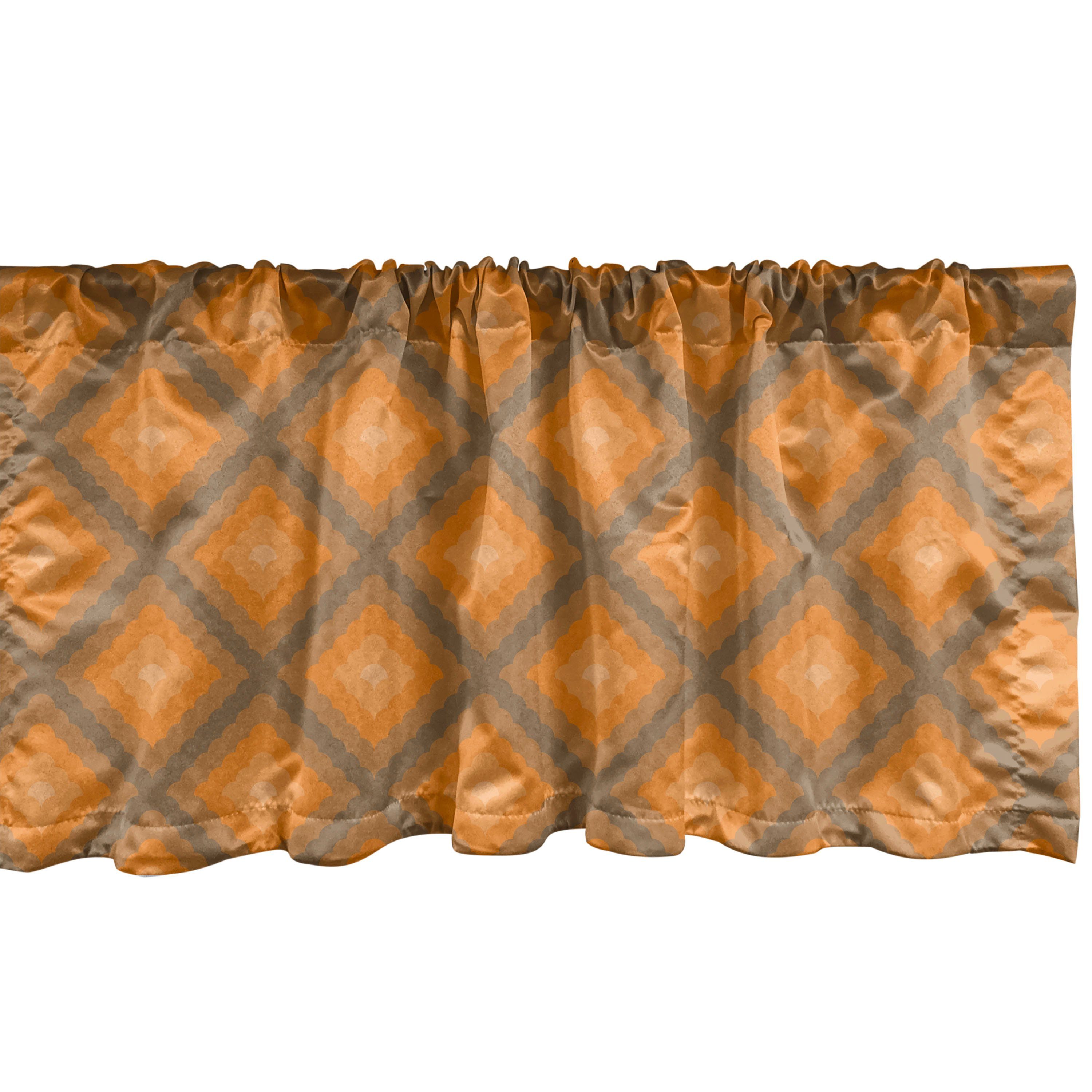 Scheibengardine Vorhang Volant für Küche Schlafzimmer Dekor mit Stangentasche, Abakuhaus, Microfaser, Abstrakt Moderne Quadrate Retro-Töne