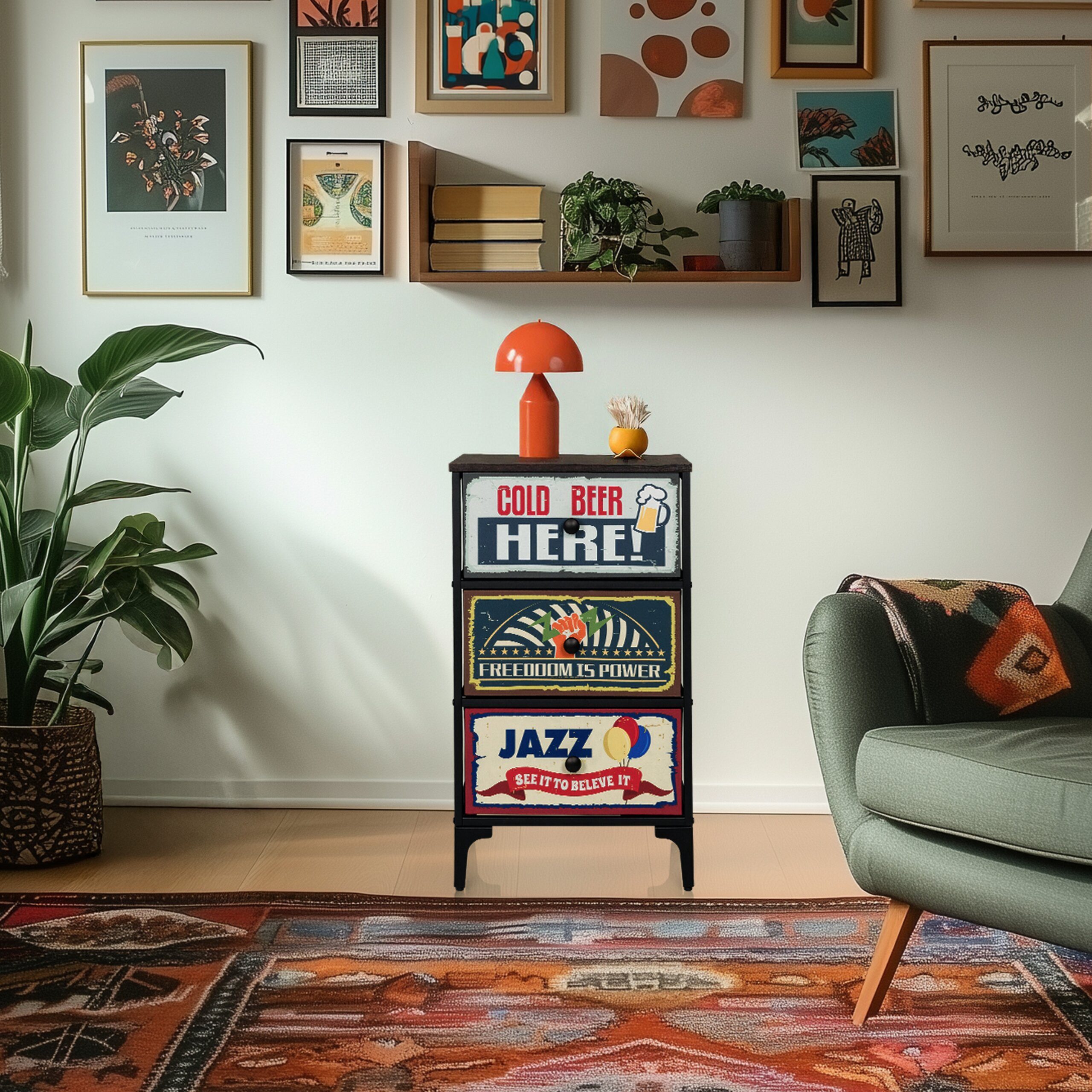 hjh LIVING Kommode AMERIKO S Sideboard H/B/T: 77.0 x 45.0 x 30.0 cm, Schubladenkommode im Vintage-Look mit 3 Schubladen Retro, platzsparend
