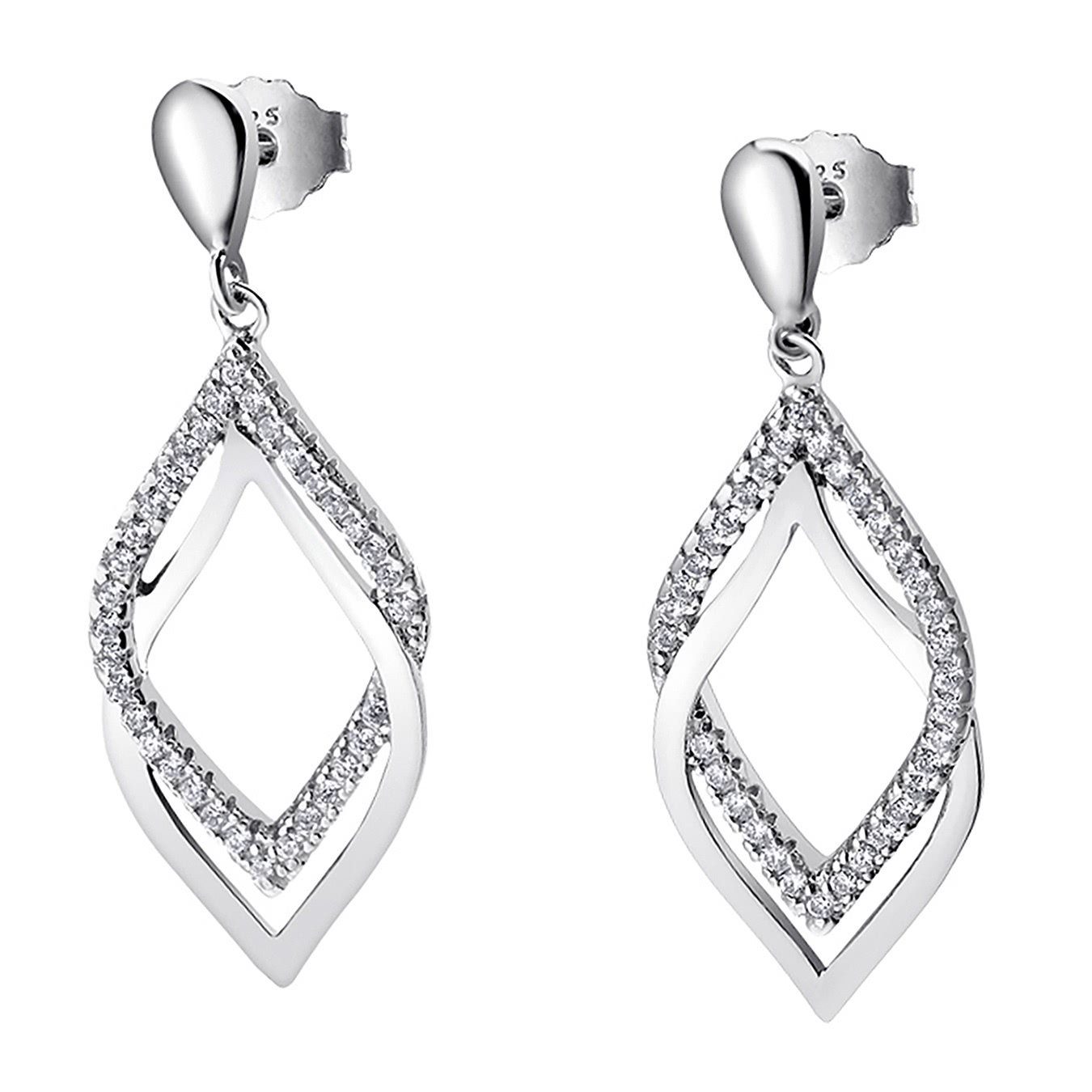 LOTUS SILVER Paar Ohrstecker Lotus Silver Blatt SILBER Ohrstecker (Ohrstecker), Ohrstecker für Damen 925 Sterling Silber, silber, weiß