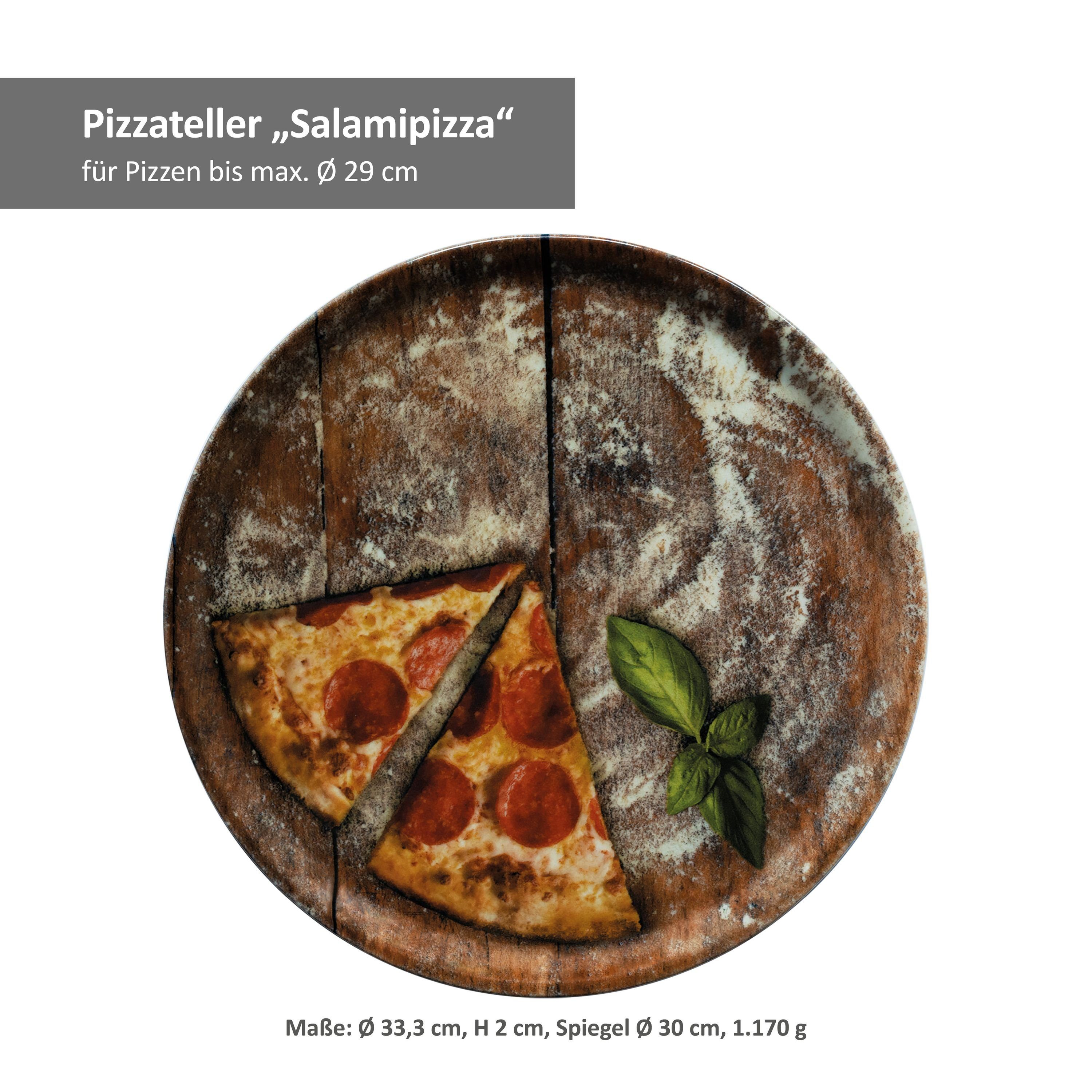Olive Pizzateller Flour Set Pizzateller + 6er MamboCat Lieblingspizza Salami + 33cm