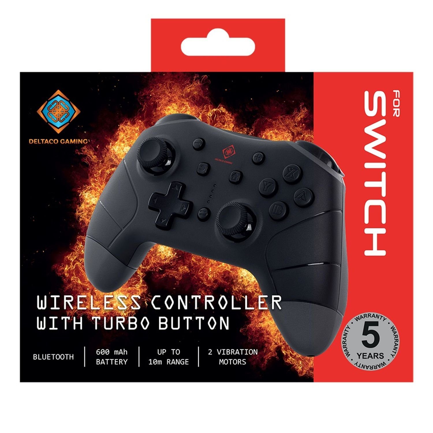 GAMING Nintendo (inkl. ABS-Kunststoff Herstellergarantie) Gaming-Controller Switch Jahre schwarz Controller DELTACO Gamepad-Steuerung 5