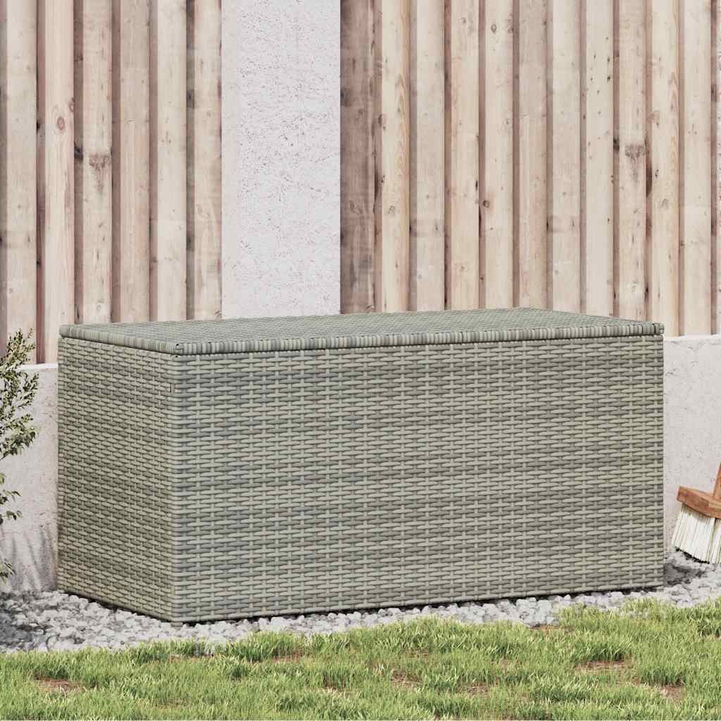 furnicato Gartenbox Aufbewahrungsbox Poly-Rattan 100x50x50 cm Grau wetterfest, Stabile Kissenbox mit Gasdruckfeder und PE-Innenfutter für den Garten