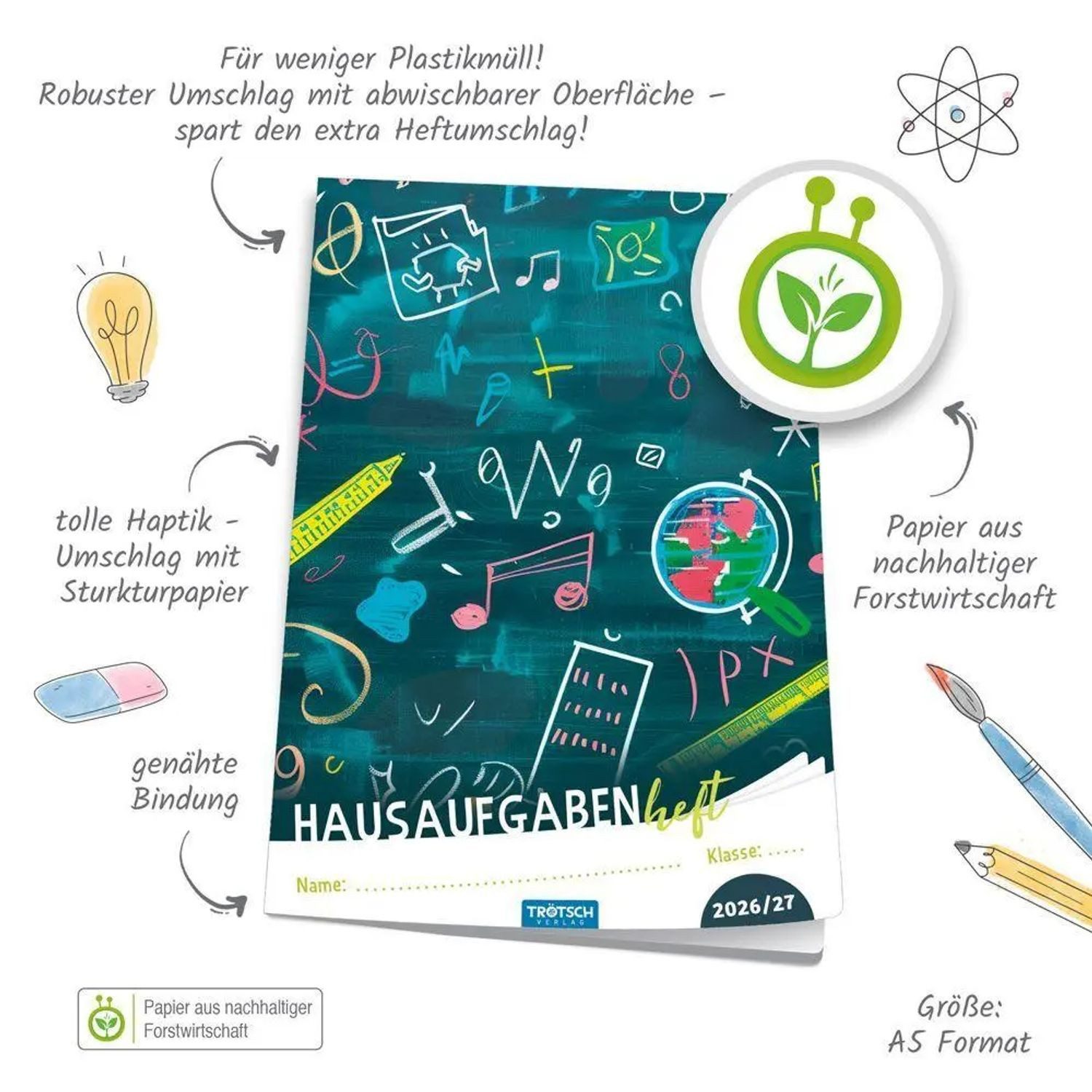 Trötsch Verlag Schülerkalender TRÖTSCH - Jahresbezogenes Hausaufgabenheft Grundschule Tafel 26/27