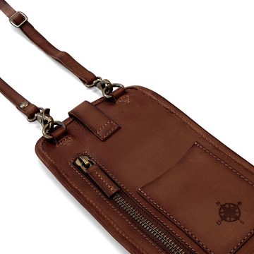 DRAKENSBERG Handytasche zum Umhängen »Vic« Vintage-Braun, Leder Smartphone Tasche mit Münz- und Geldfach für Herren, handgemacht