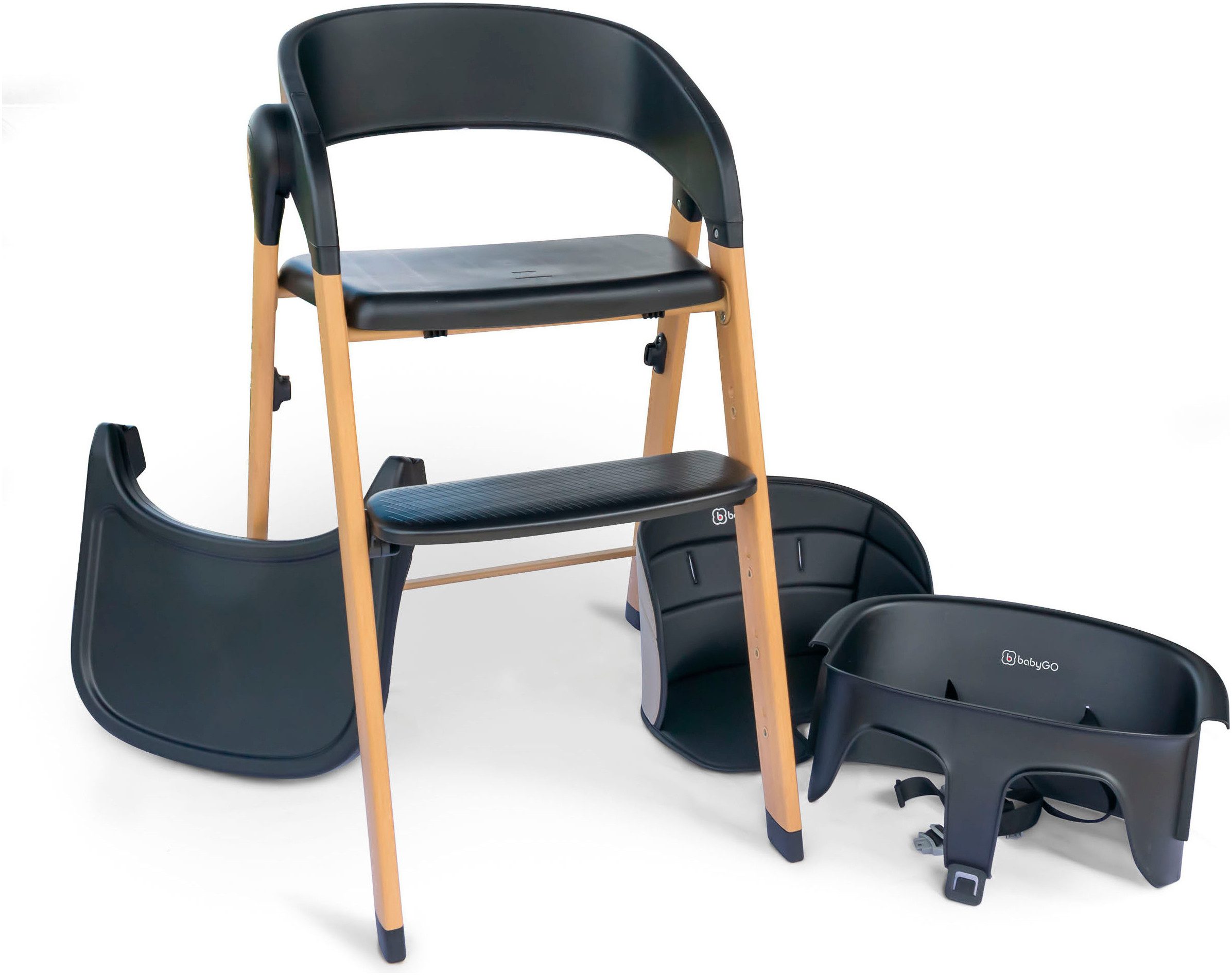 BabyGo Hochstuhl Levels, black wood optic, platzsparend zusammenklappbar günstig online kaufen