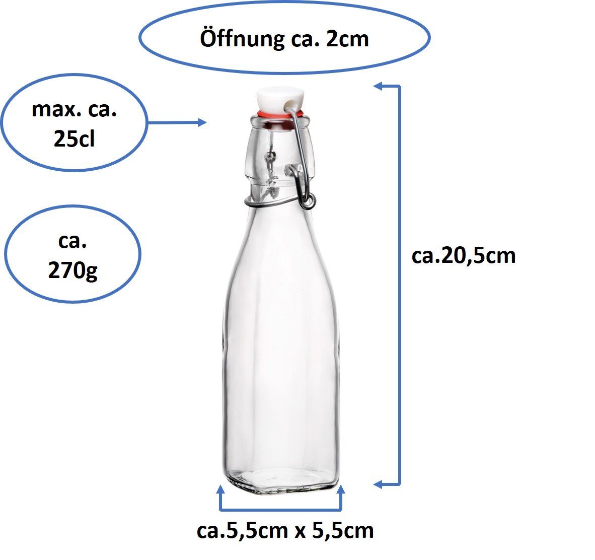 Trinkflasche Emilja 0,25L - Swing Bügelflasche - Stück Glasflasche 12