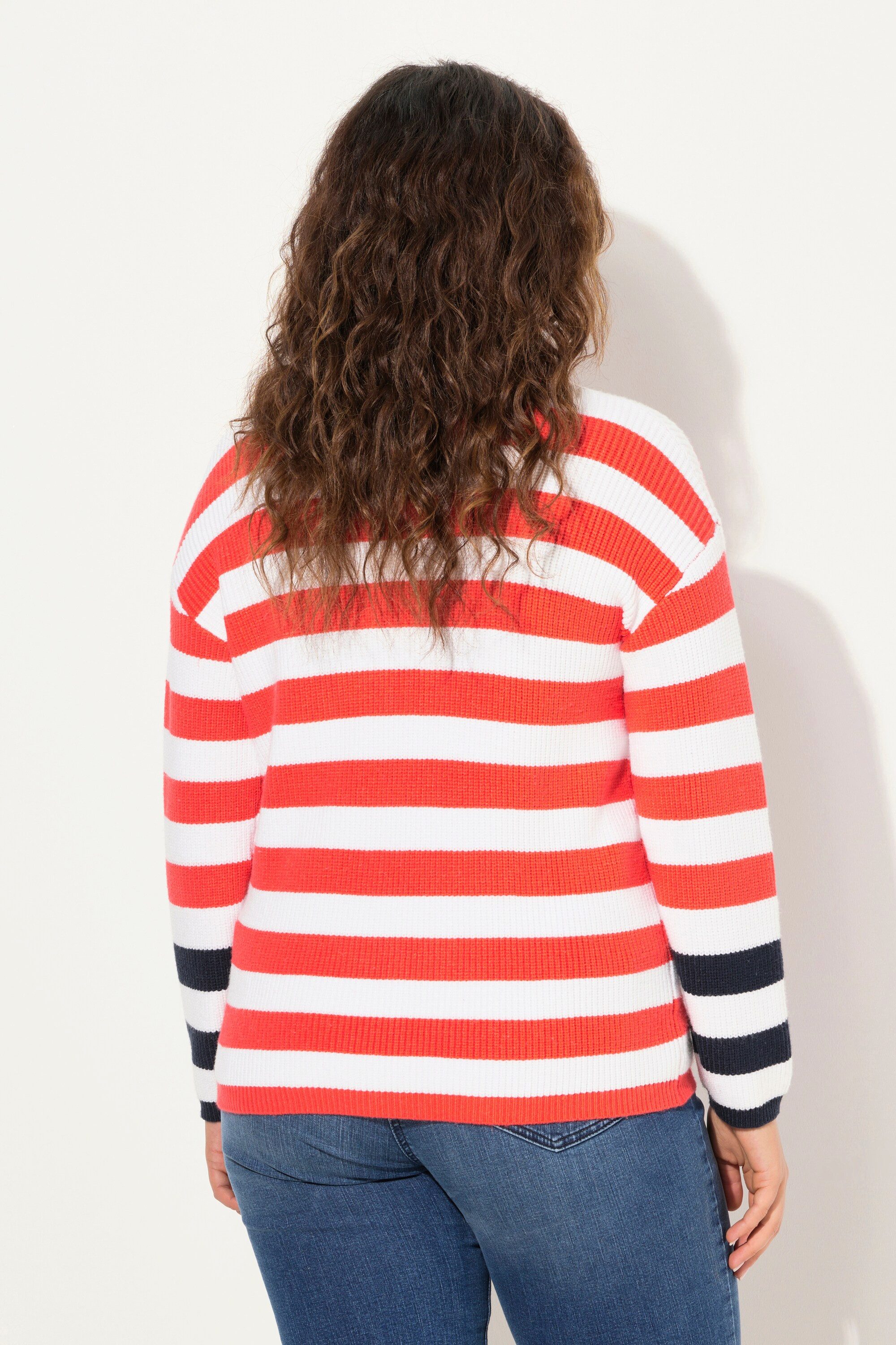 Ulla Popken Strickpullover Pullover Ringel Rundhals Langarm