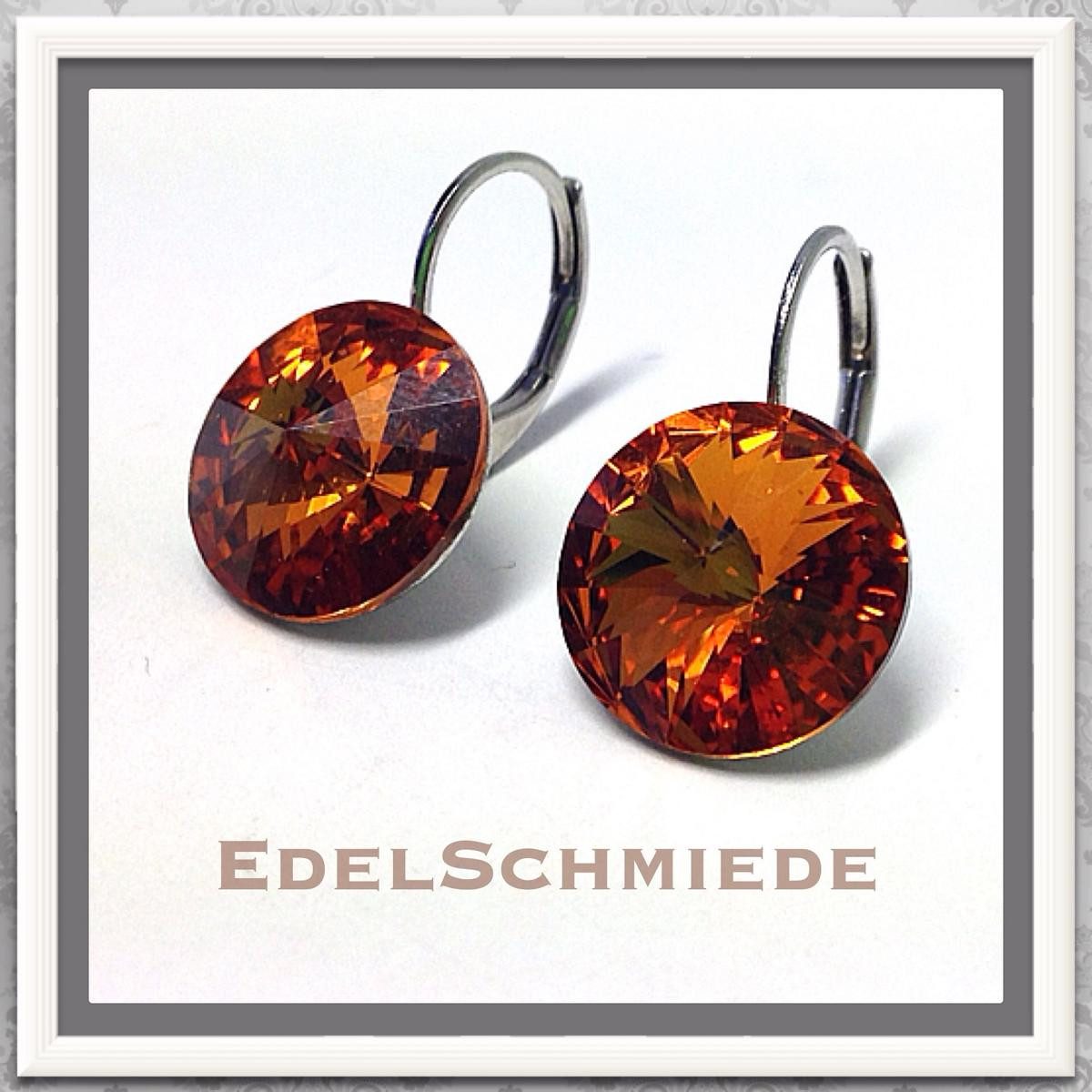 Paar Ohrhänger Edelschmiede925 Ohrhänger (Stift = Titan) Swarovski Kristall 12 mm