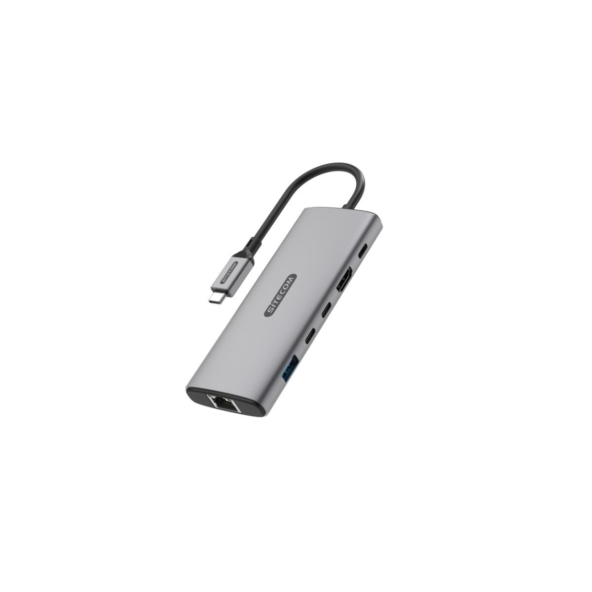 Sitecom USB-Verteiler 6 in 1 USB C Hub mit 100W Power Delivery HDMI und LAN