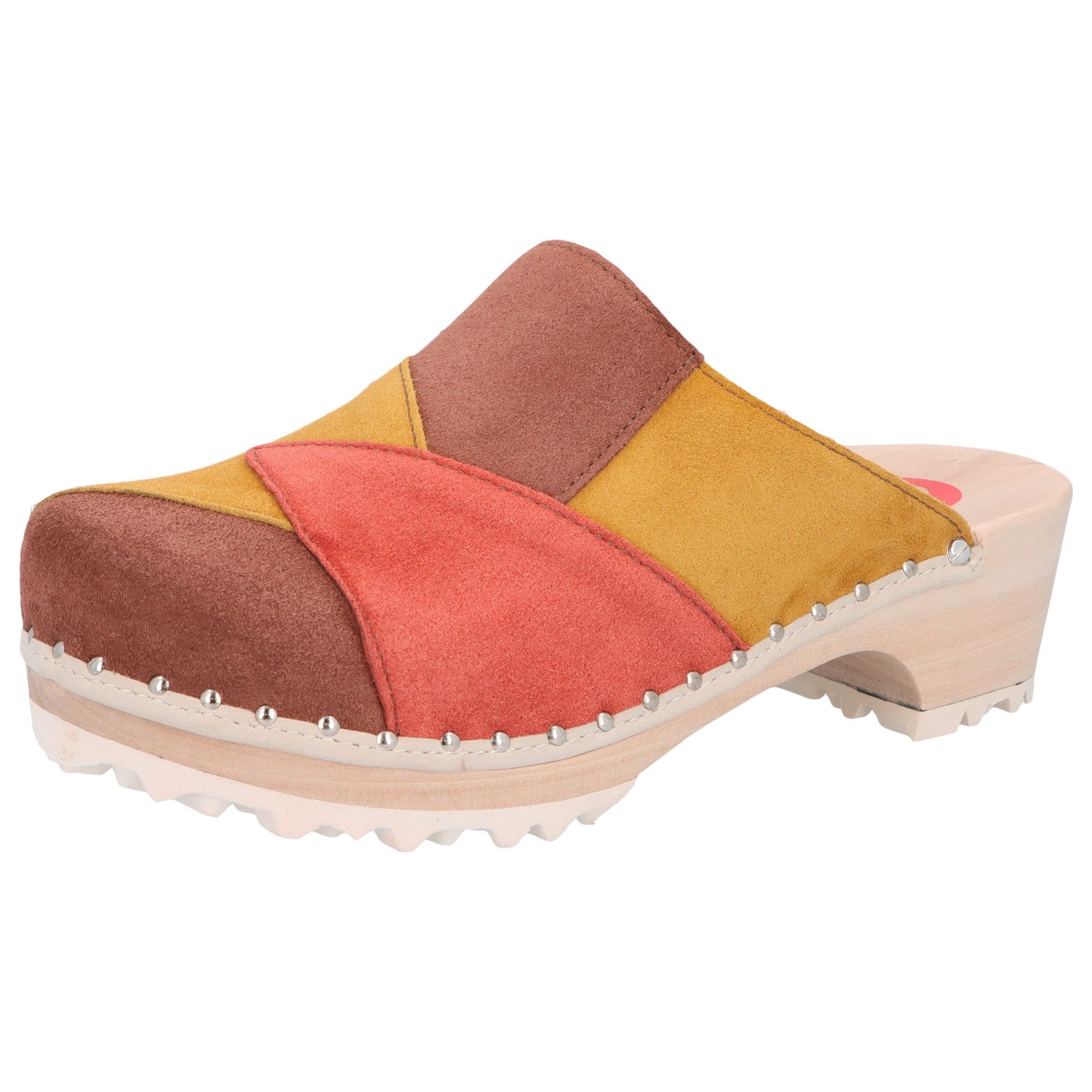 Berkemann weiblich Holz Patch-Toeffler Clogs Leder Clog