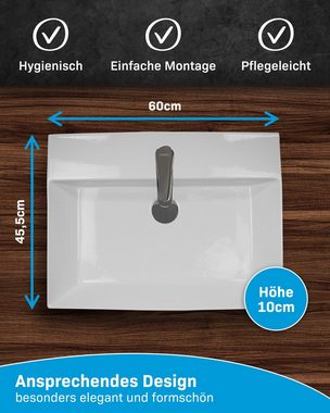 Alpenberger Aufsatzwaschbecken Keramik WB 340-17060 (1-tlg., 1-St., Badwaschbecken), Waschtisch als Hängewaschbecken geeignet, mit Überlaufschutz