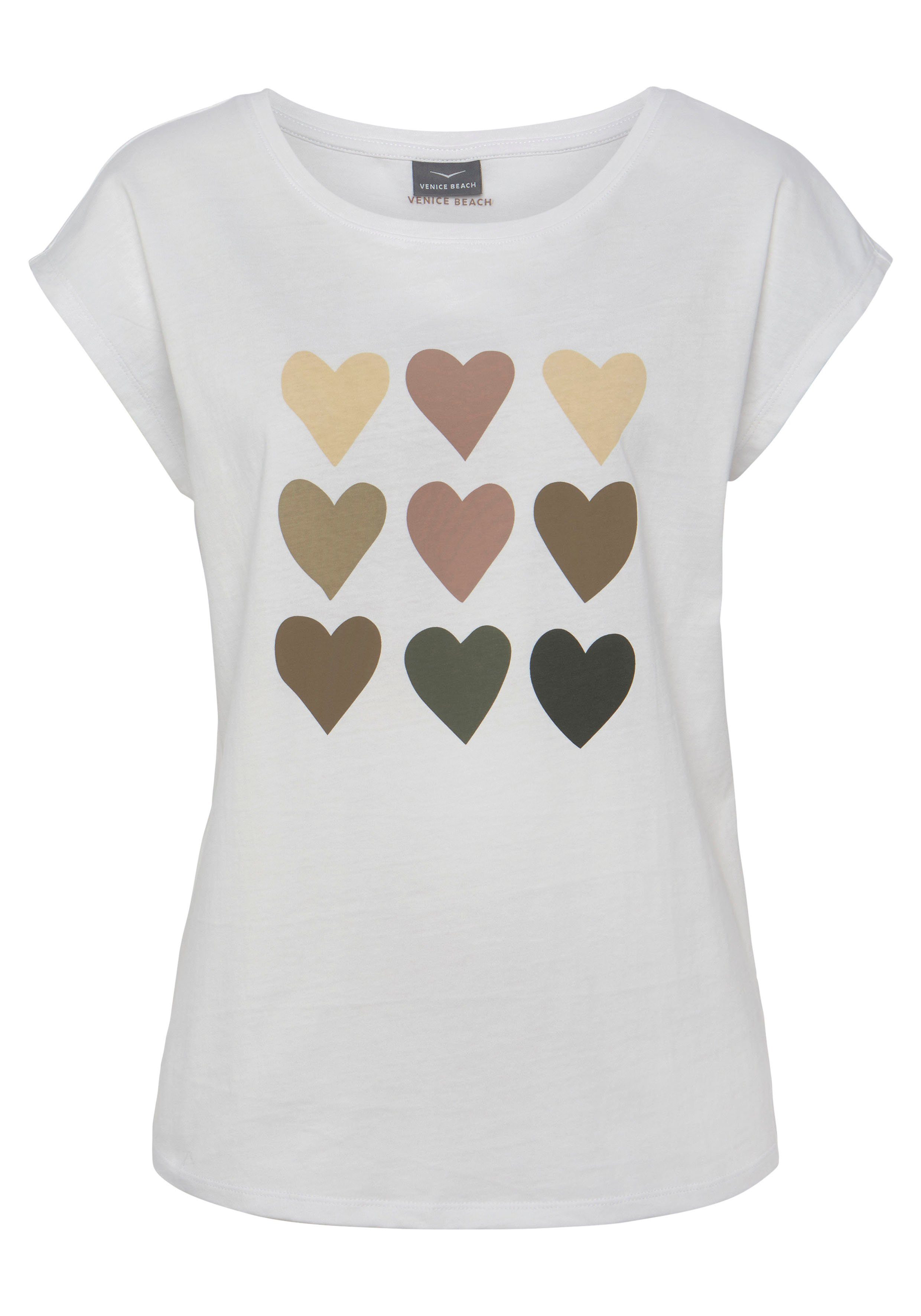 Venice Beach T-Shirt mit Herzchen-Druck, Kurzarmshirt aus Baumwolle, Basic – Bild 2 von 5