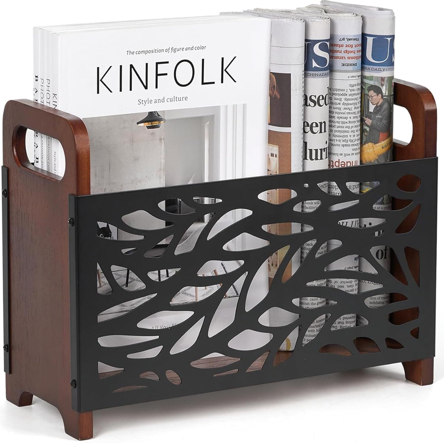 BlingBin Стелаж для журналів Zeitschriftenhalter, Holz Magazinständer Zeitungshalter Bücherregal (1er Set, 1 St., 33 x 23,5 x 13 cm), Zeitschriftensammler, Сховищаskorb Magazinsammle für Büro Zuhause