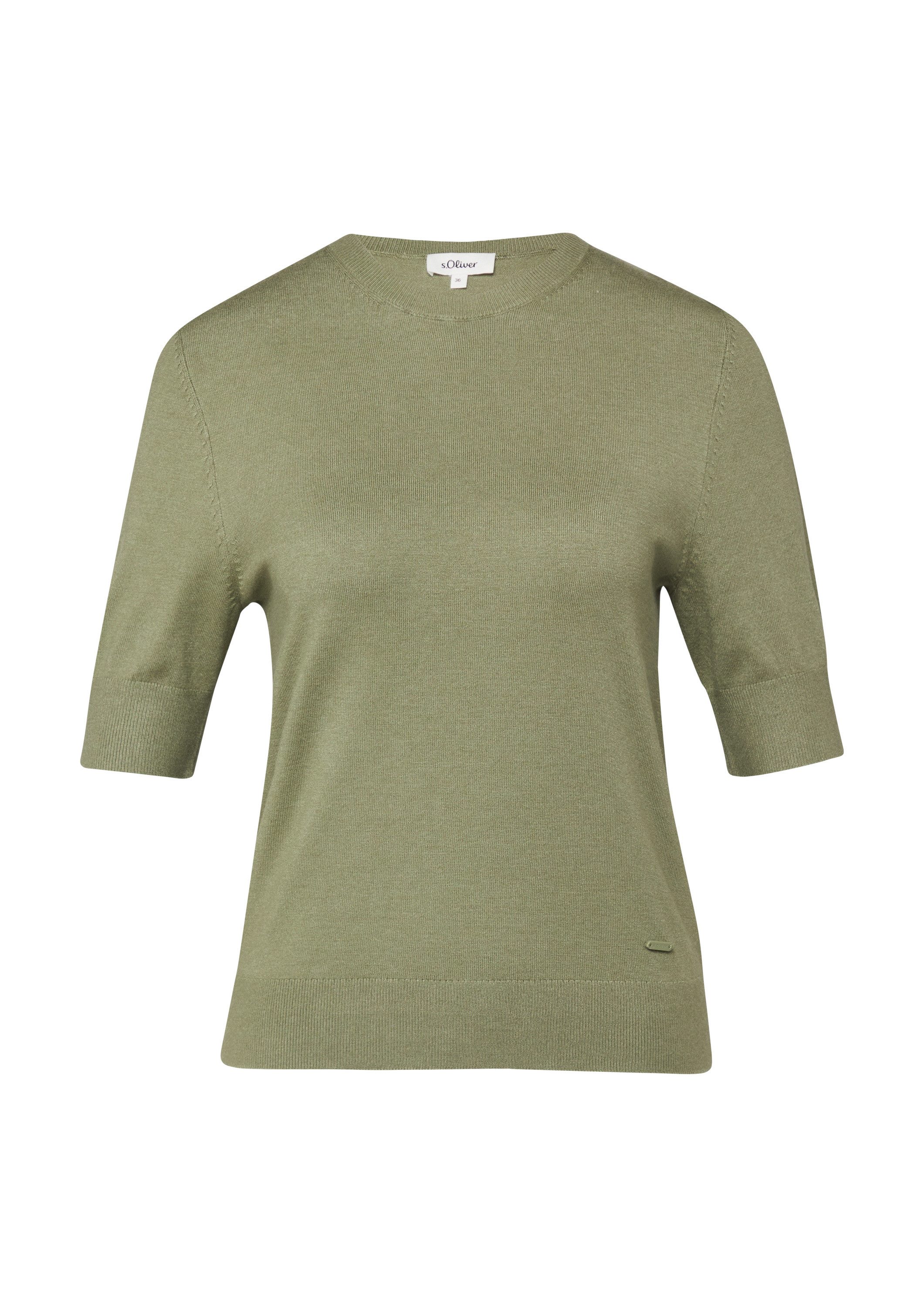 s.Oliver Kurzarmpullover Strickpullover Weicher Kurzarm-Strickpullover im Slim Fit