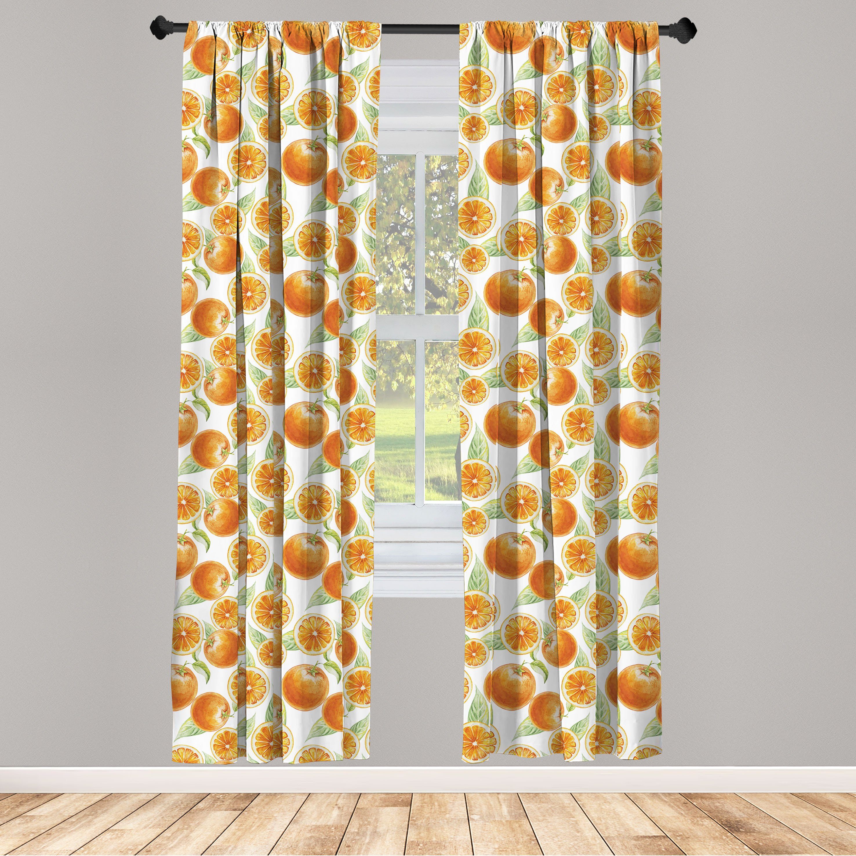 Gardine Vorhang für Wohnzimmer Schlafzimmer Dekor, Abakuhaus, Microfaser, Natur Juicy Orange Früchte Kunst