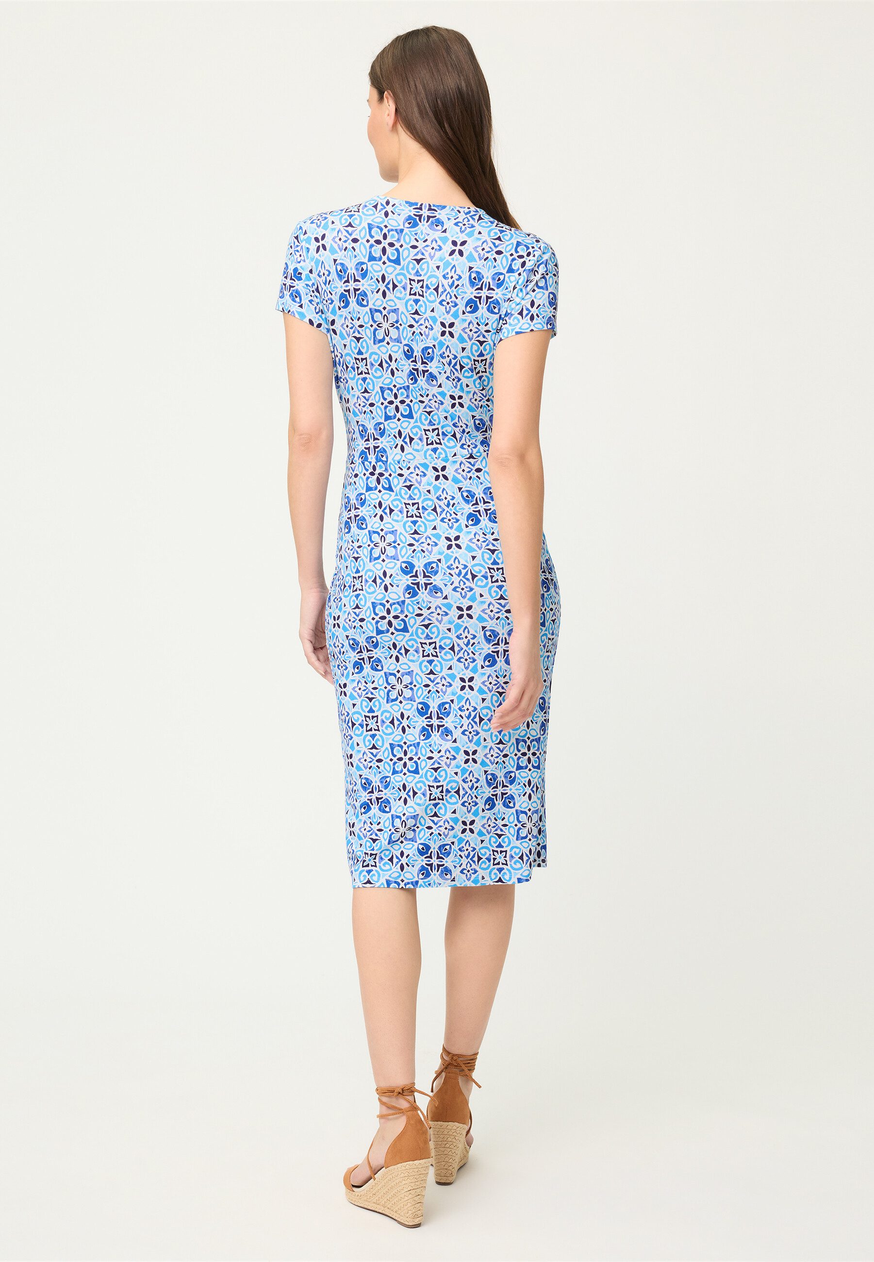 Olsen Midikleid Jerseykleid mit Allover-Dessin