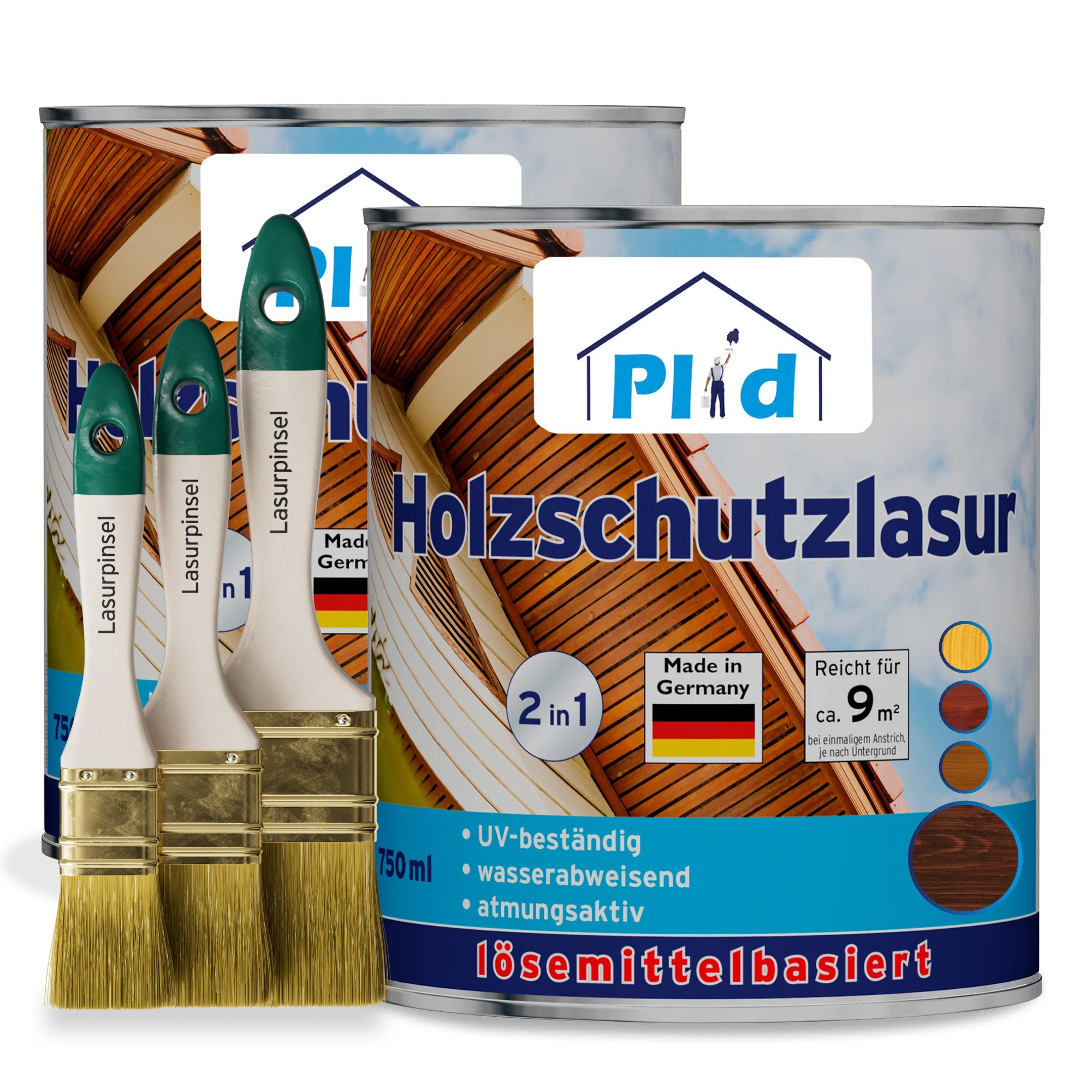 plid Holzschutzlasur Premium Holzschutzlasur Holzlasur Holzschutz Holzgrundierung Set, Schnelltrocknend